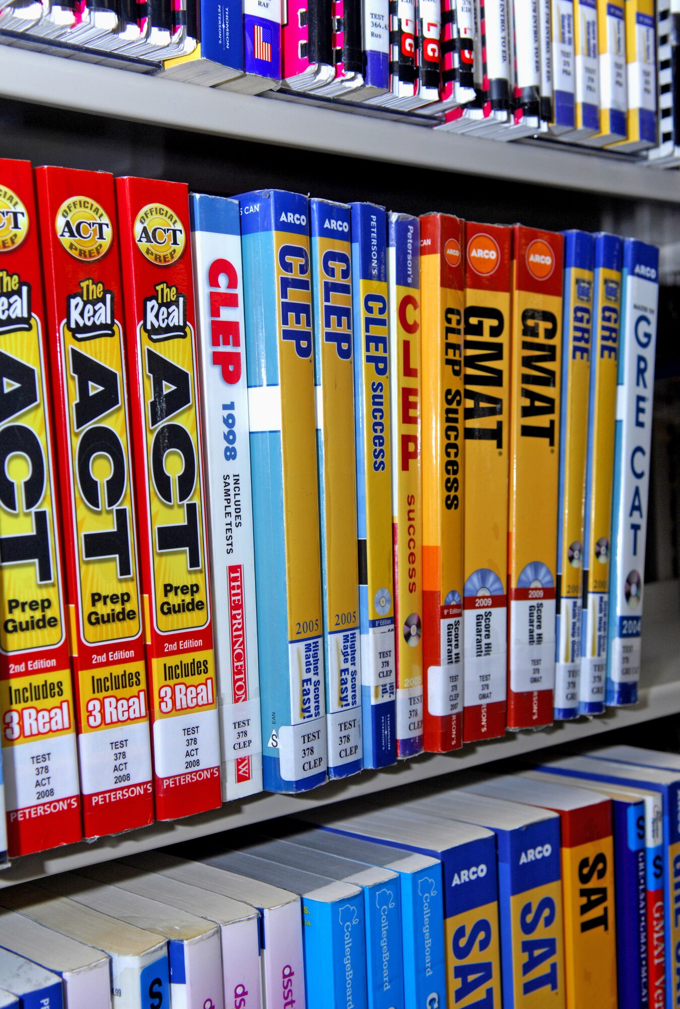 MINOT AIR FORCE BASE, N.D. -- One way the library supports the education area of the three-fold mission is by providing study materials for CLEP and DANTES tests. The three areas maintained are: mission, education and quality of life. (U.S. Air Force photo by Airman 1st Class Benjamin Stratton)