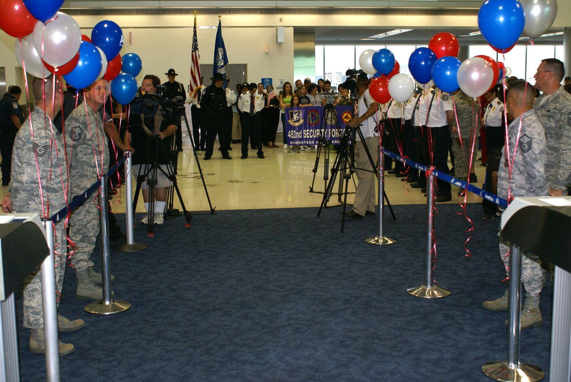The view 36 Defenders from the 482nd Security Forces Squadron saw as they returned home to a hero’s welcome at Miami International Airport Wednesday evening after completing a six-month deployment to Kirkuk Regional Air Base, Iraq. The reservists maintained a safe and secure environment for thousands of U.S., Coalition and Iraqi troops, U.S. State Department Provisional Reconstruction Teams, and civilian contractors housed and operating from the base. (U.S. Air Force photo/Staff Sgt. Erik Hofmeyer)