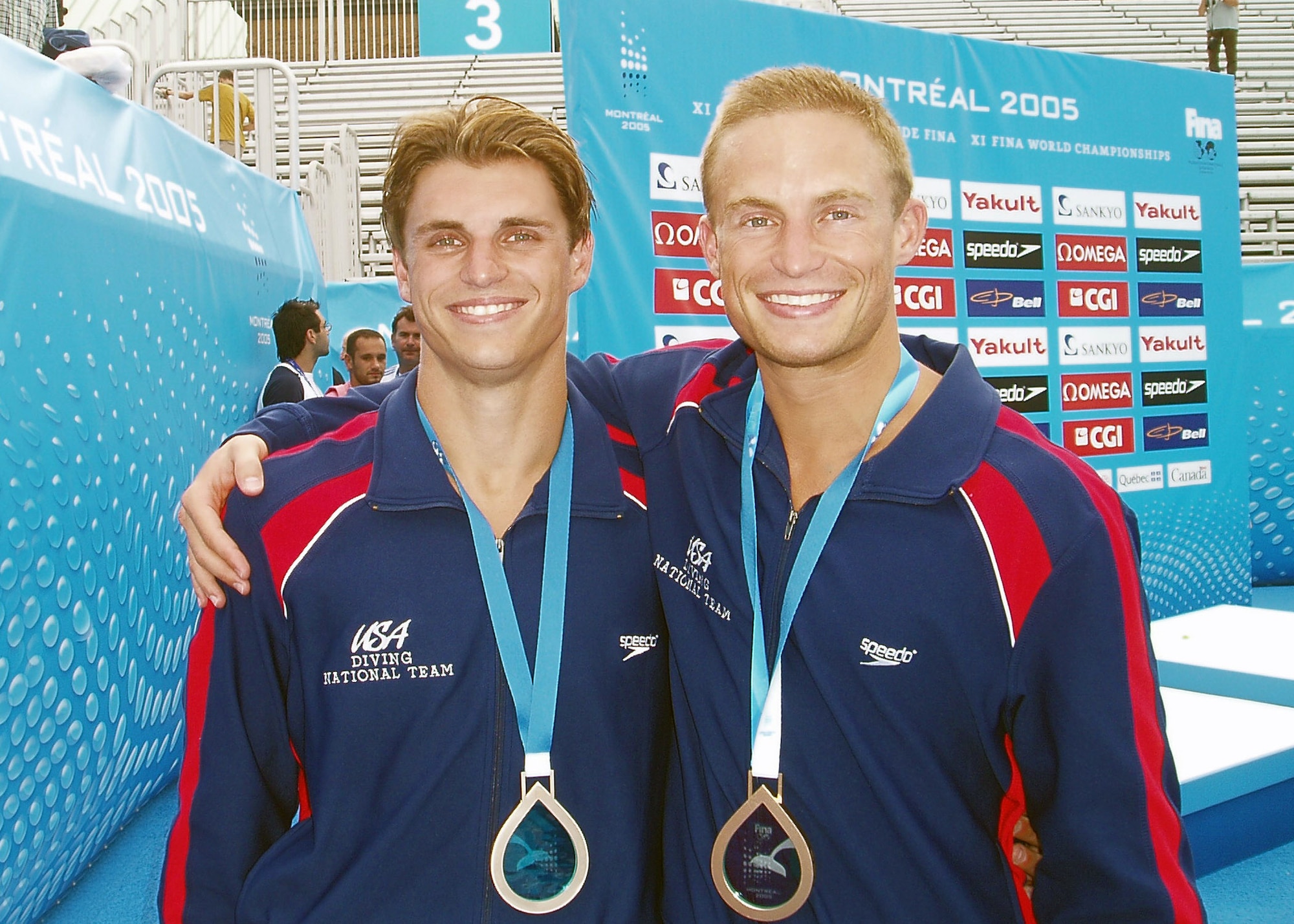 Brothers Troy (left) and Justin Dumais were Olympic divers and medal winners . Justin Dumais, now a lieutenant in the South Carolina Air National Guard, gave up his diving aspirations to become an Air Force pilot.  Currently, he is an F-16 Fighting Falcon student pilot at Luke Air Force Base,  Arizona. (Courtesy photo)

