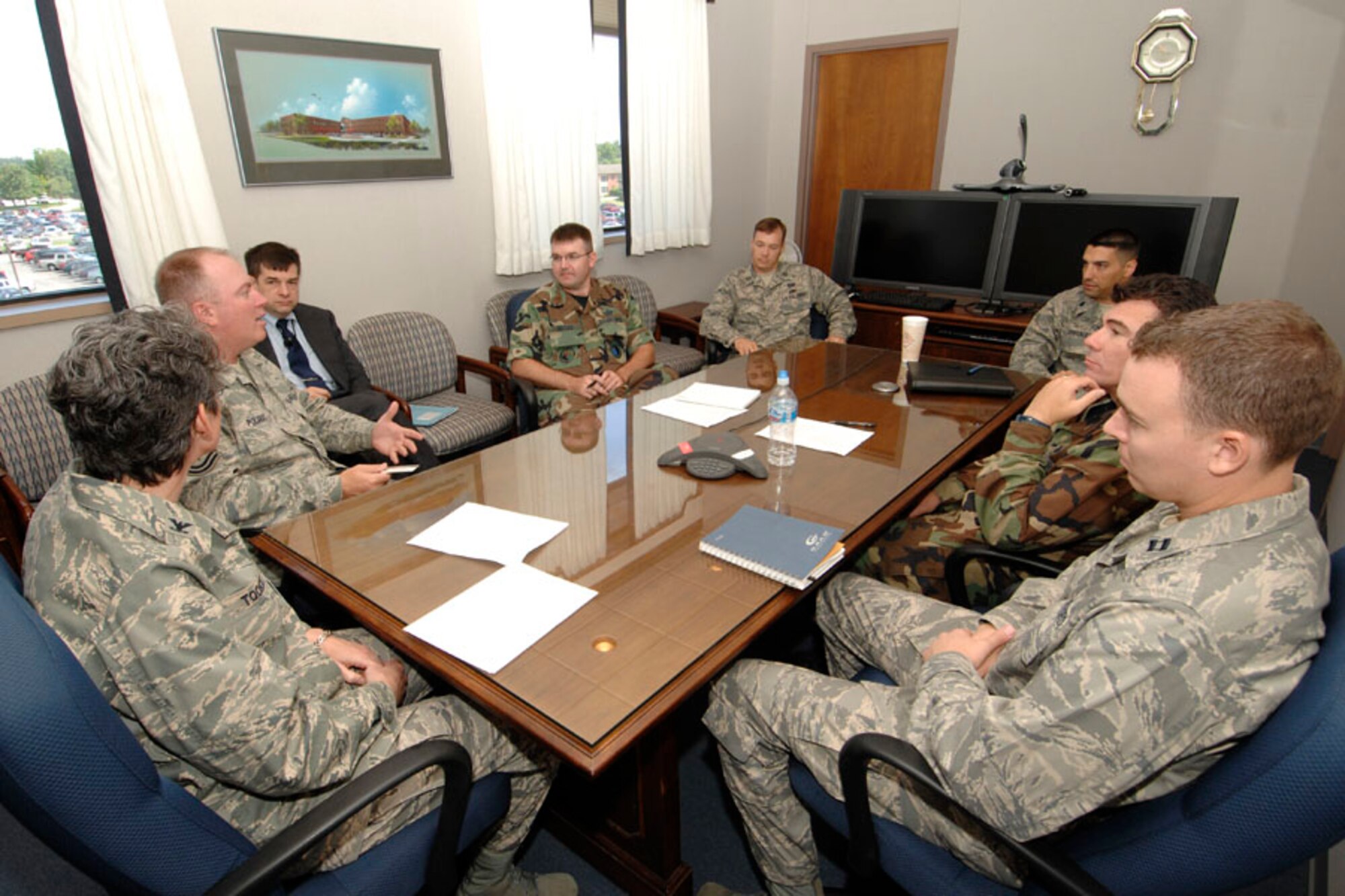 SCOTT AIR FORCE BASE, Ill. -- Members of the Air Force Communications Agency conduct a team building meeting during the first AFCA wingman’s day. AFCA stresses the importance of being a good wingman both on the playing field and in the workplace.
(US Air Force photo/Senior Airman Jonathan Lovelady)
