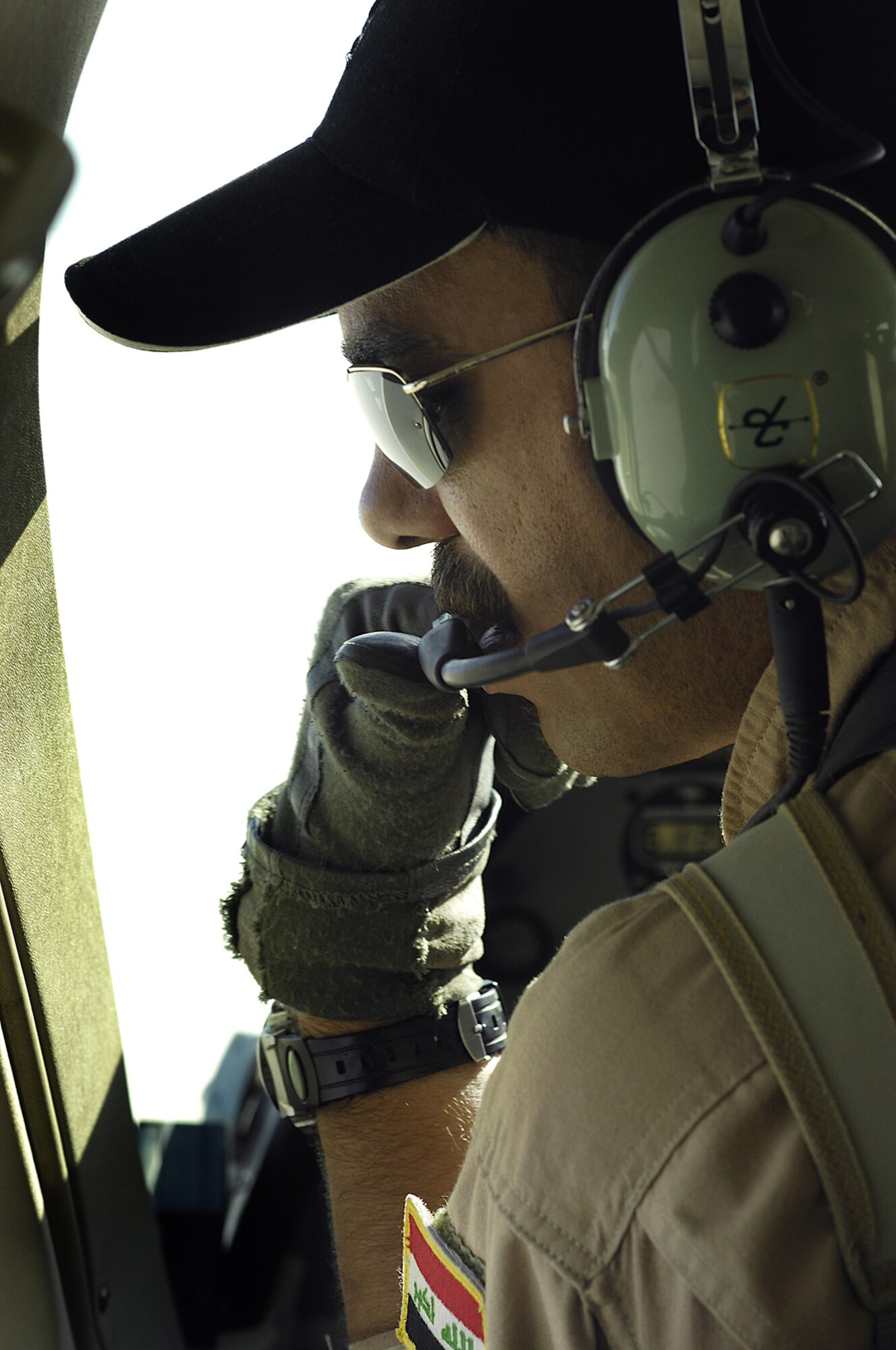 Iraqi air force pilot Major Thagel flies a C-208 Cessna Caravan during a check ride prior to becoming a mission commander. The Caravan is equipped with a surveillance package for intelligence surveillance and reconnaissance collection. (U.S. Air Force photo by Staff Sgt. Aaron Allmon)