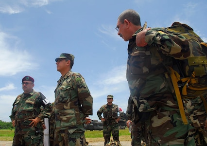 PUERTO CASTILLA, Honduras - Servicemembers from Honduras, El Salvador and Guatemala arrived here Aug. 18 to train with U.S. servicemembers from Joint Task Force-Bravo in a medical readiness exercise. The exercise will allow the United States and the Central American countries to learn from one another and prepare for disaster relief. (U.S. Air Force photo by Staff Sgt. Joel Mease)