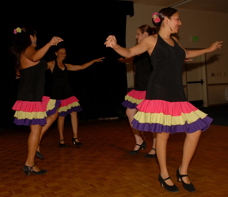 VANDENBERG AIR FORCE BASE, Calif. --  Latin dancers from the Garcia Dance Studiio in Lompoc, Calif., perform at the Cultural Heritage Day Celebration at the Pacific Coast Club on Friday. The annual event featured a free multicultural lunch buffet, as well as multicultural entertainment. ( U. S. photo by Airman 1st Class Antoinette Lyons)