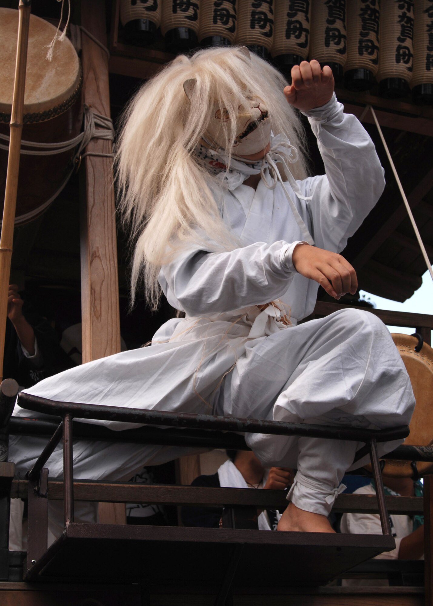 A performer plays a fox during the Fussa Tanabata Festival Aug. 8 at Fusa City, Japan. The festival included performances of traditional Japanese dancing and the carrying of shrines from Shinmeisya Shrine to Fussa City Hall. Members of Yokota Air Base, Japan, participated in the festival. (U.S. Air Force photo/Airman 1st Class Jonathan Fowler) 
