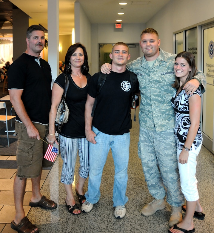 Senior Airman Derek Cutter was greated by his loved ones, after his return from a six month deployment to Iraq.