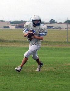 Randolph High School Ro-Hawk football team members practice Aug. 18 for their upcoming season. The Ro-Hawks will open their season Aug. 29 at Marion High School. (U.S. Air Force photo by Rich McFadden)