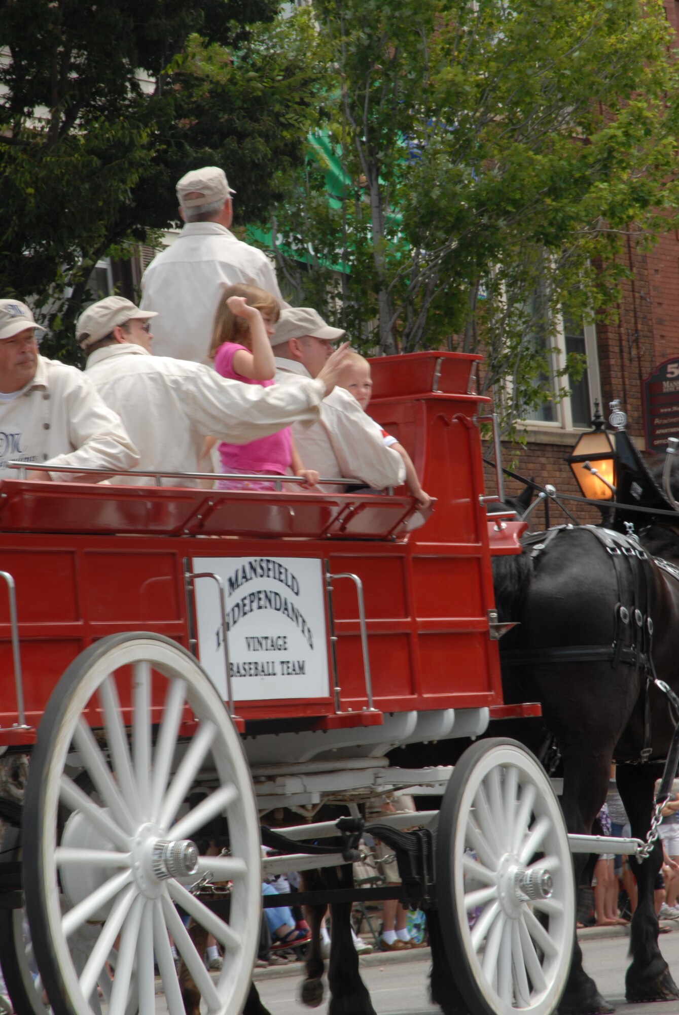 Members of the 179th Airlift Wing participate the the 200th Anniversary of Mansfield in Mansfield, Ohio on June 28, 2008. Some members showed up in vintage baseball team uniforms of the Mansfield Independants. (Air Force photo by Staff Sgt Robert Koehler) (Released)