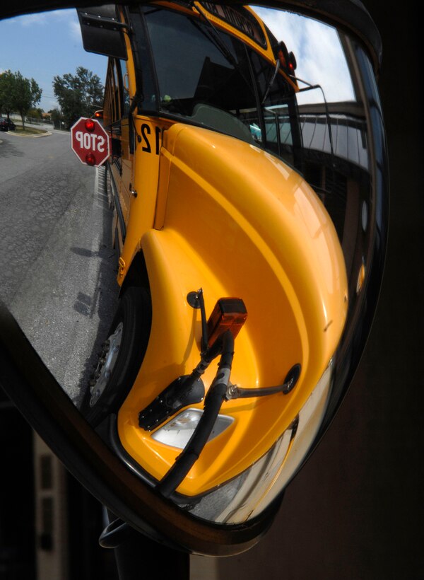 A Prince Georges County School bus finishes a dry run prior to the August 25 school opening. Andrews has a supportive relationship with local school districts Partners-In-Education program, which focuses on taking volunteer partnership responsibilities for several schools. The schools serving Andrews children are Francis T. Evans Elementary, Clinton, Md., Stephen Decatur Middle School, Clinton, Md. and Dr. Henry A. Wise Jr. High School, Upper Marlboro, Md. (U.S. Air Force photo by Janiqua Robinson)