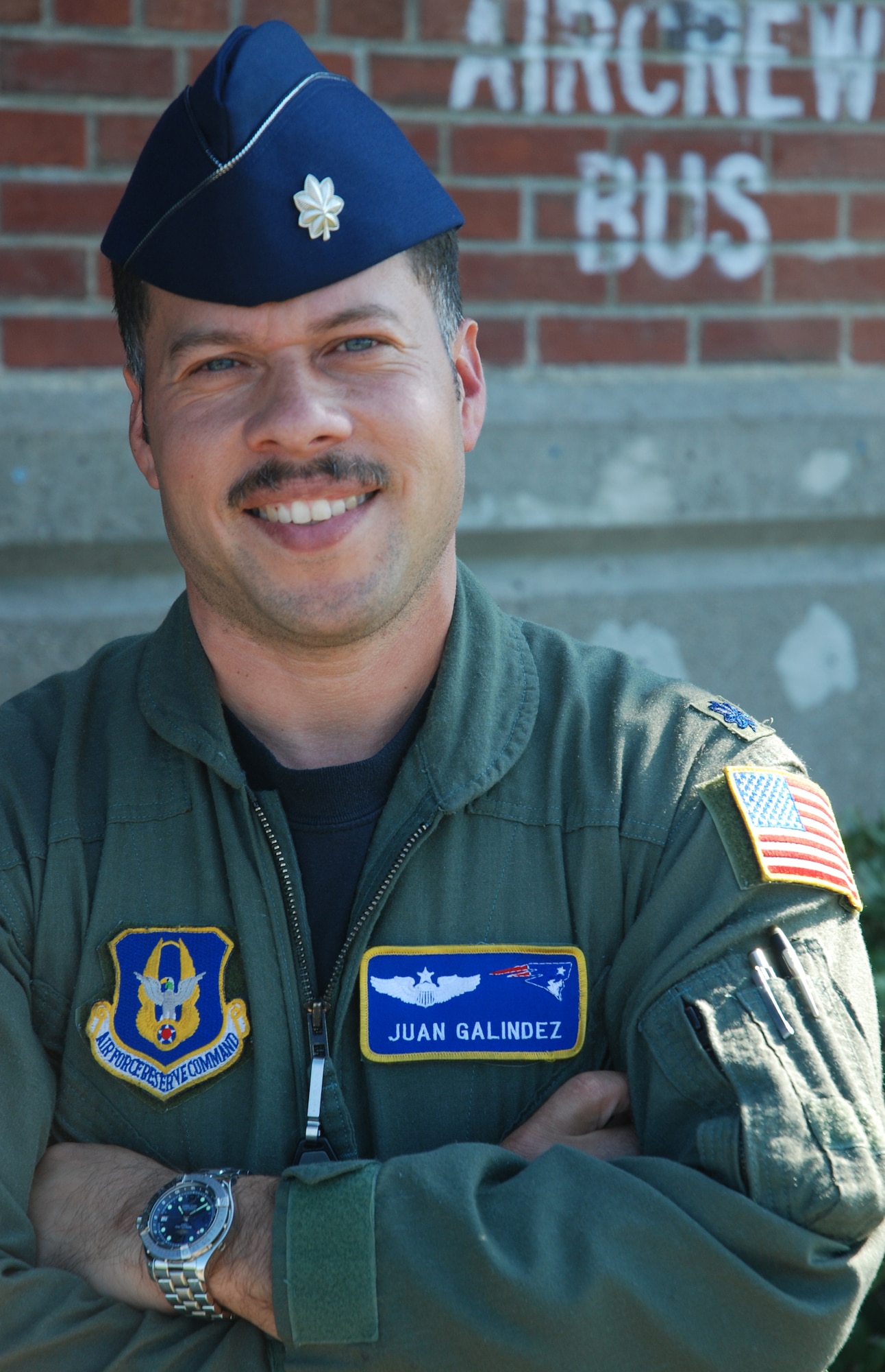 BACK HOME -- Air Force Reservist Lt. Col. Juan Galindez returned yesterday from a humanitarian mission carrying 155,000 pounds of Meals, Ready to Eat for citizens of Georgia, involved in a war with Russia. The 10-person aircrew flew the MREs into Ramstein Air Base, Germany, where the meals transferred to smaller Air Force aircraft for the flight into Georgia. "Getting supplies to people who need them is very rewarding," said Colonel Galindez. (US Air Force photo/Maj. Jennifer Christovich)