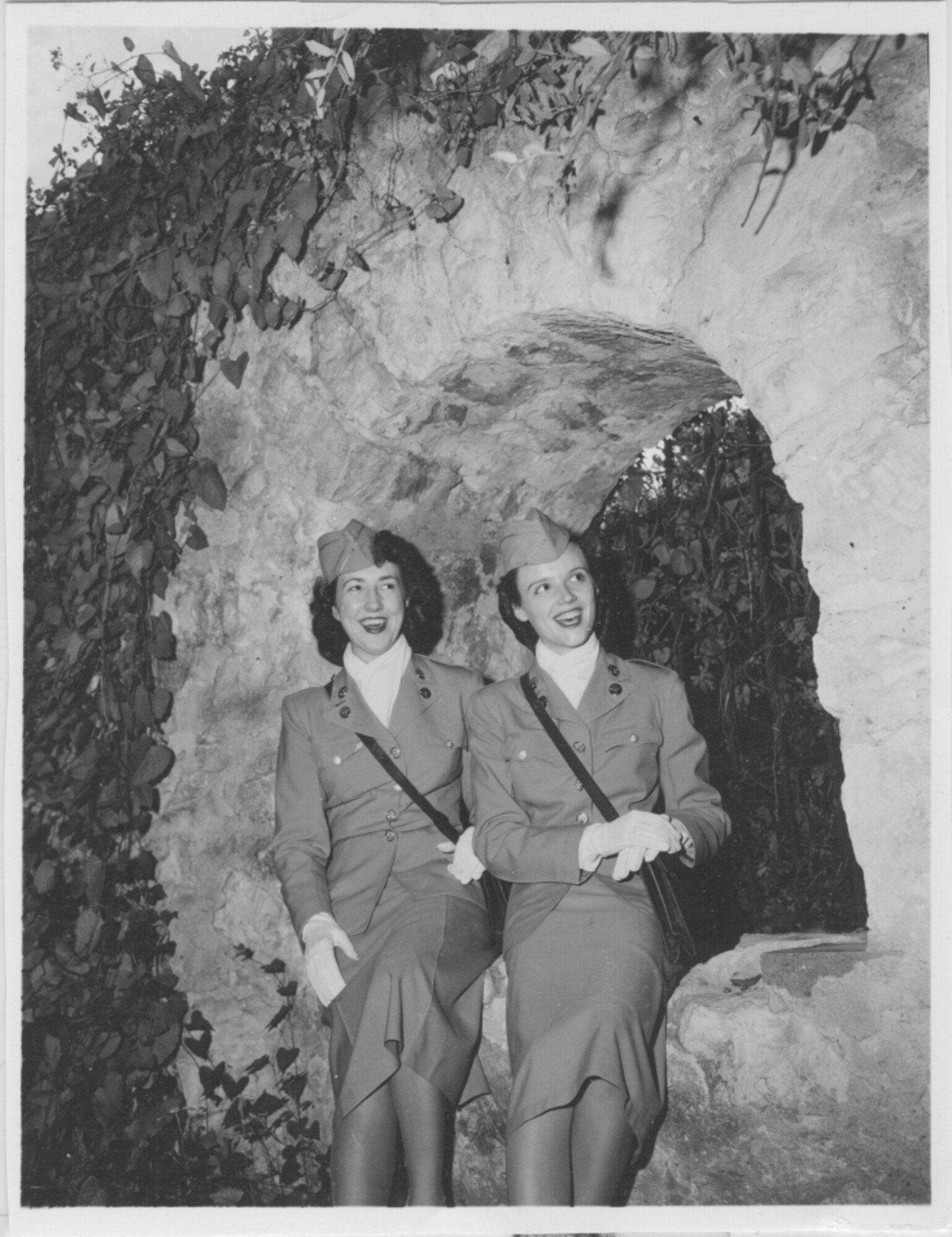 SAN ANTONIO --  Basic Trainee Patricia Rahe, left, walks with another basic trainee through the city during a break from Air Force basic training. Trainee Rahe, now Mrs. Patricia Ono, was one of the first women to join the Women's Air Force in 1948. (Courtesy photo)