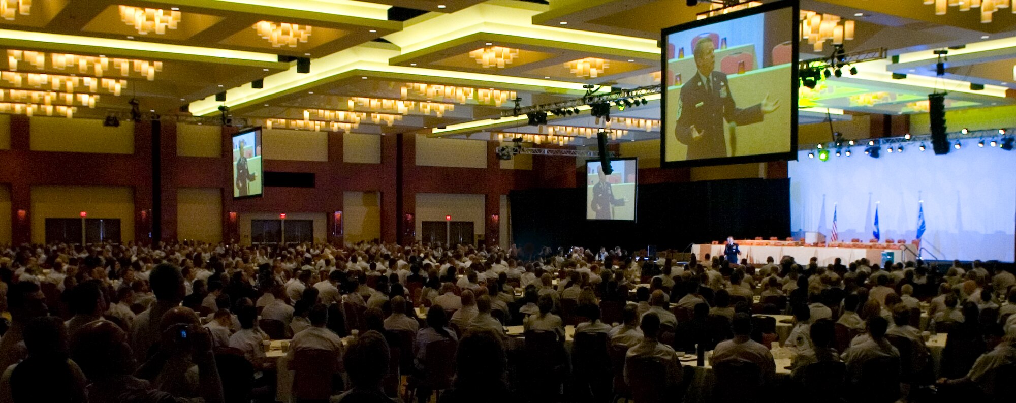 Chief Master Sergeant of the Air Force Rodney J. McKinley speaks during the Air Force Sergeants Association's annual Professional Airmen's Conference and International Convention Aug. 26 in San Antonio. (U.S. Air Force photo/Lance Cheung)