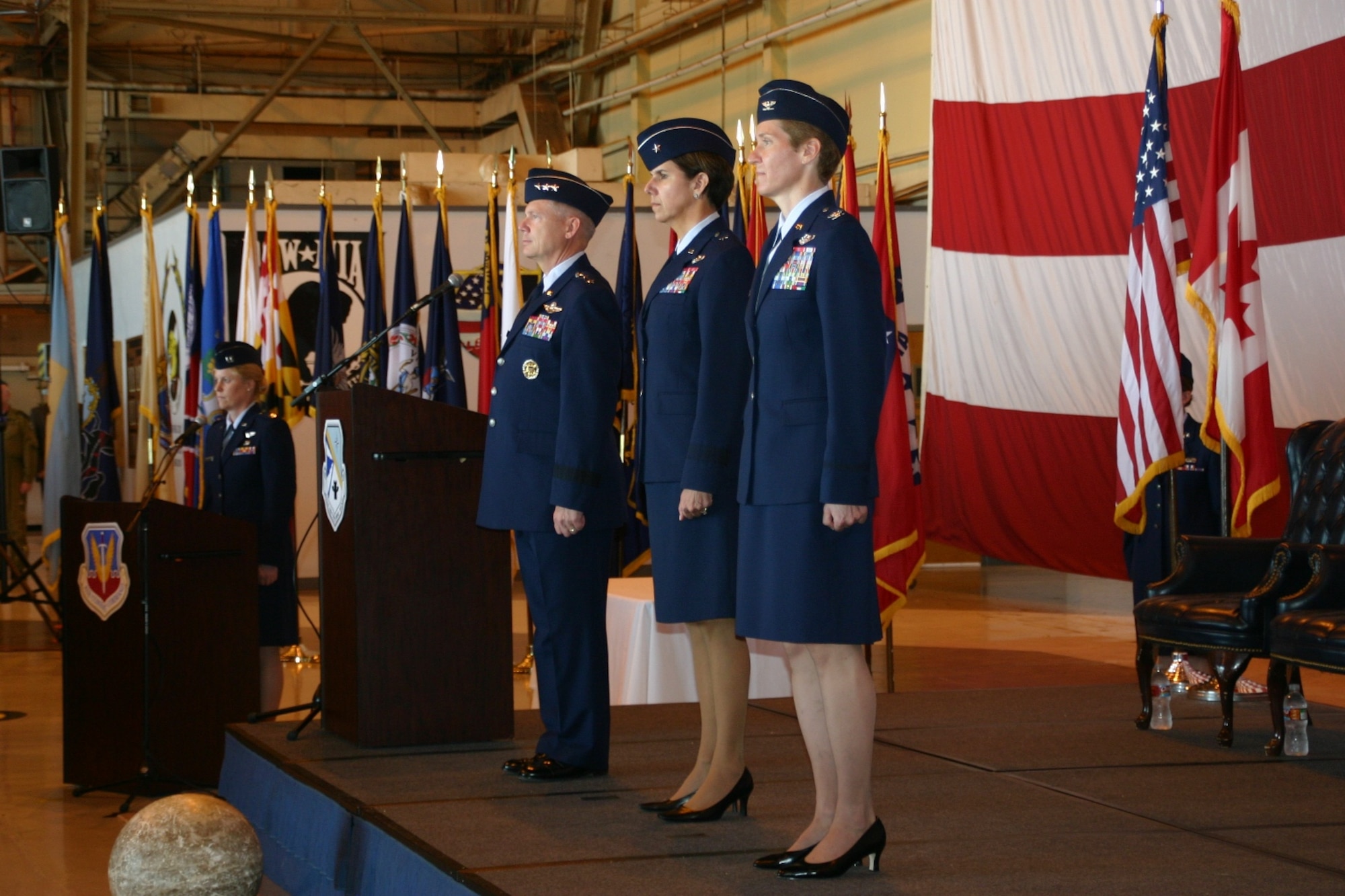 The official party stands at attention as the orders are published. Photo Courtesy of 2nd Lt. Kinder Blacke.