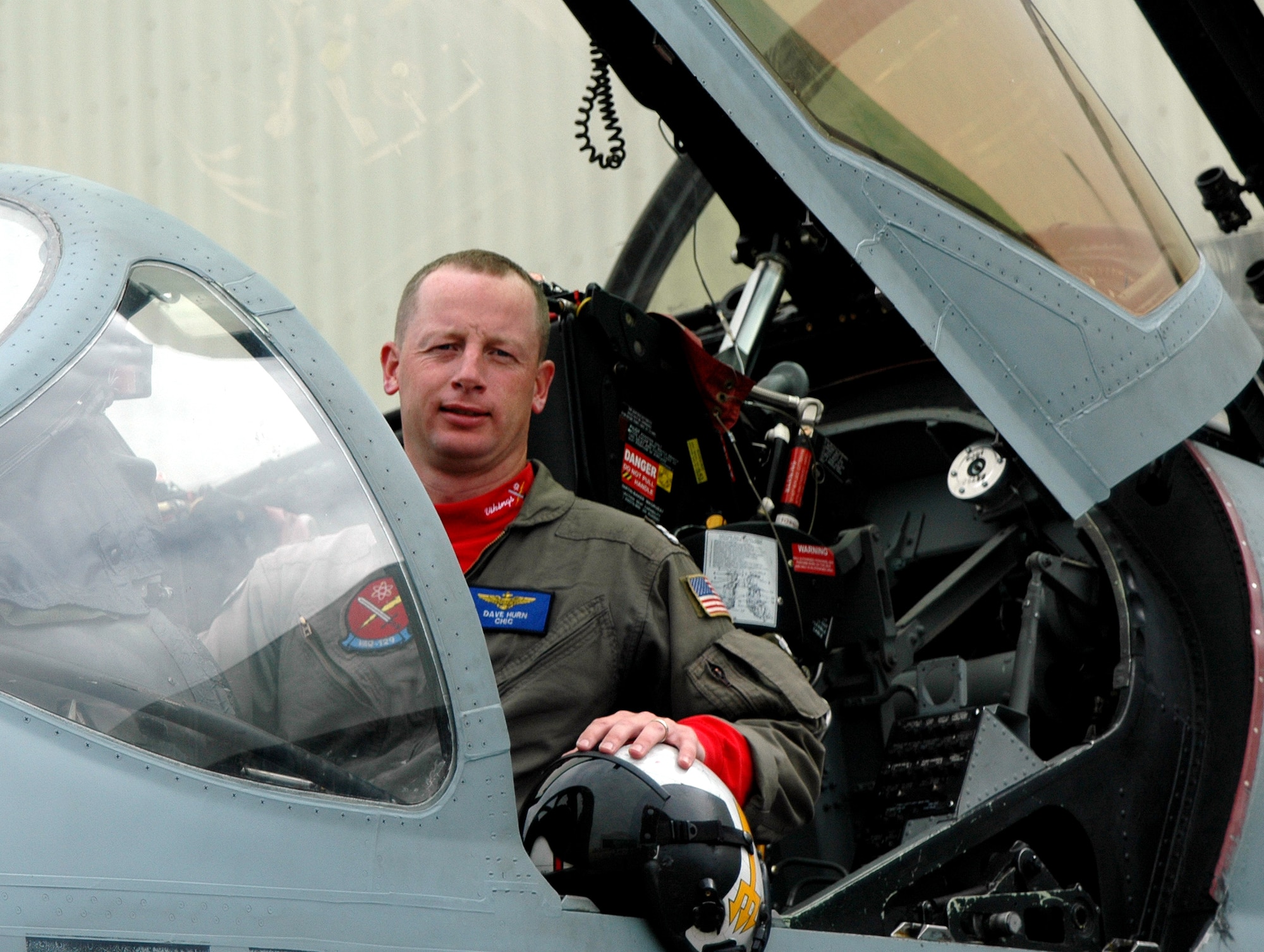 Lt. David P. Hurn sits in the cockpit of his EA-6B prowler at NAS Whidnbey Island, Wash.  Hurn brought harlon Hain and his passengers through the clouds Aug. 12 when their Epic LT experienced multiple instrument failures south of Ketchikan, AK. (U.S. Navy photo by Kimberly Martin)
