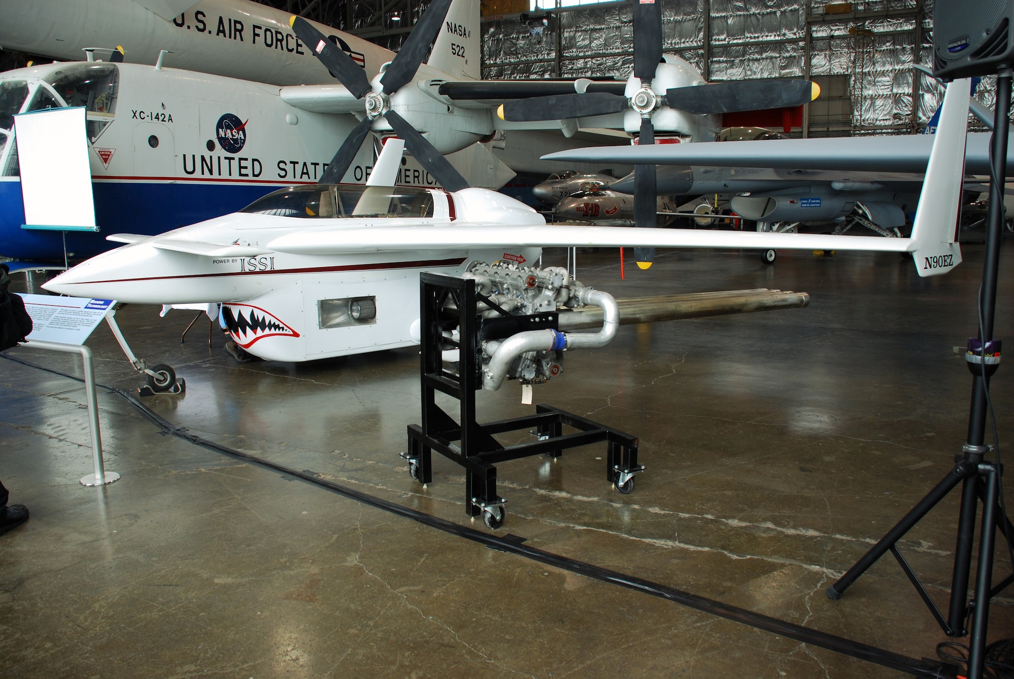 The first aircraft to fly powered by a pulsed-detonation engine was donated to the National Museum of the United States Air Force Aug. 25. The Air Force Research Laboratory's Propulsion Directorate developed the engine with in-house contractor Innovative Science Solutions, Inc., along with the Air Force Research Laboratory. (Air Force photo by Chris Gulliford) 