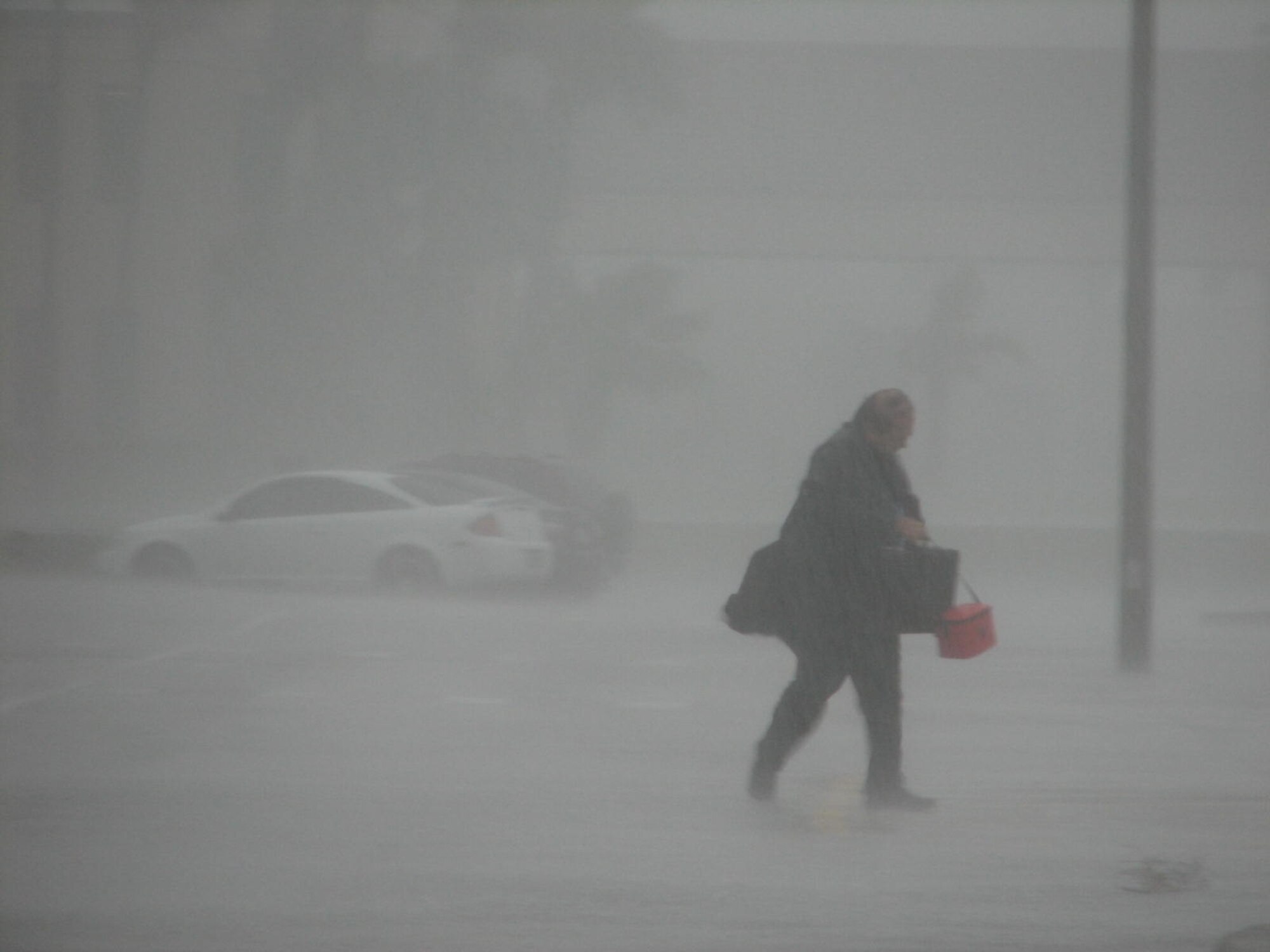 Blinding rain made it virtually impossible to get around during Tropical Storm Fay. (U.S. Air Force photo by Bill Lutter)
