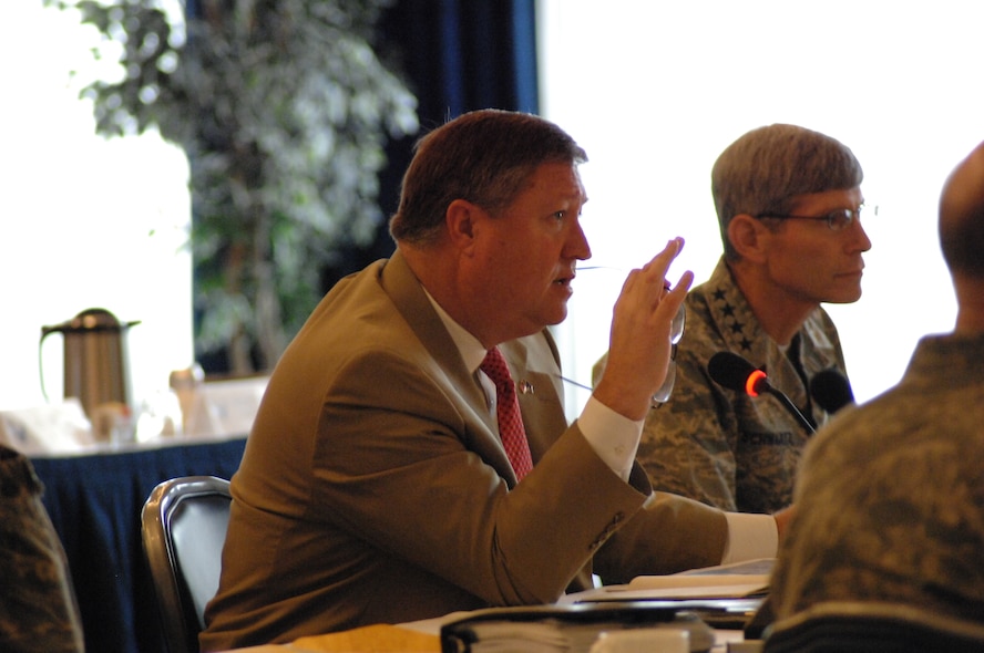 Acting Secretary of the Air Force Michael B. Donley speaks Aug. 27, during a strategic summit at Bolling Air Force Base, D.C. (U.S. Air Force photo/Andy Morataya)