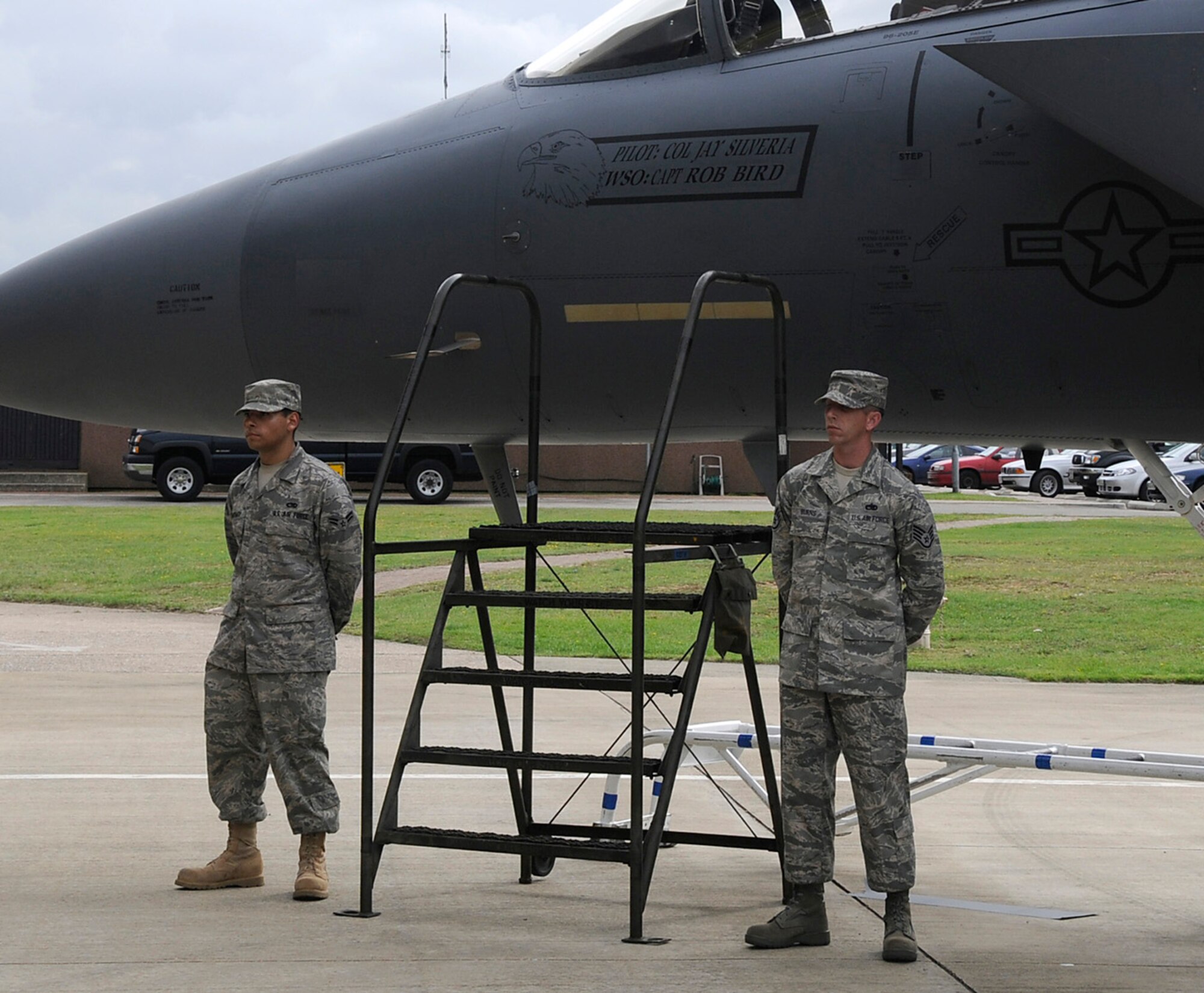 Col. Jay Silveria, 48th Fighter Wing Commander’s name is revealed on the commander’s jet at RAF Lakenheath, Aug 29. (U.S. Air Force photo by Senior Airman Brian J. Ellis)