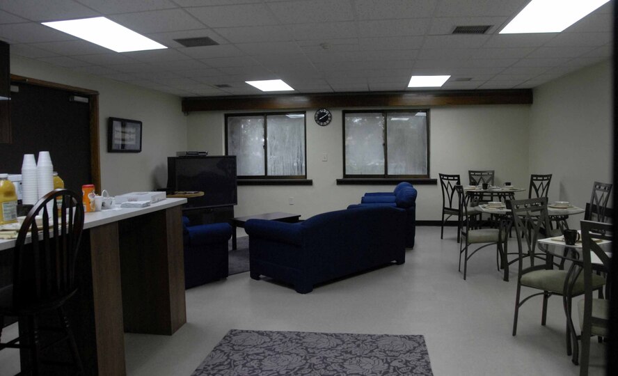 OSAN AIR BASE, Republic of Korea – Dorm 1436’s community kitchen/game room after renovation. (U.S. Air Force photo/Staff Sgt. Candy Knight)