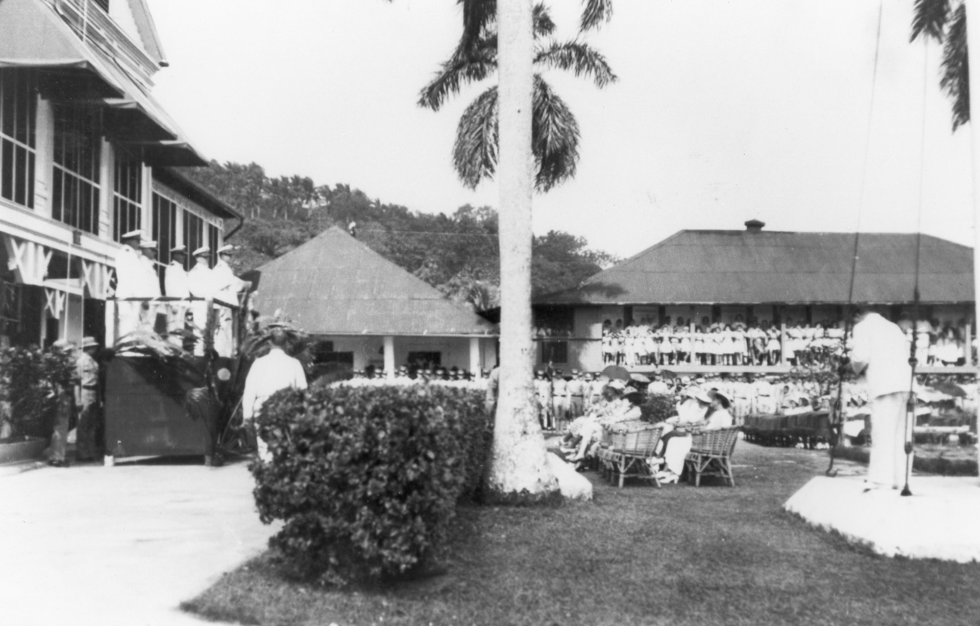 A Naval ceremony held before the Governor's Palace. (Courtesy photo provided by War in the Pacific NHP)