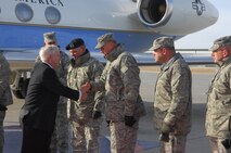 Secretary of Defense Robert M. Gates arrives at Minot AFB Dec. 1.