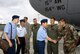 HICKAM AIR FORCE BASE, Hawaii -- Lt. Gen. Jiang Jianzeng, Nanjing Military Region Air Force commander, People's Liberation Army Air Force, accompanied by Col. Giovanni Tuck, 15th Airlift Wing commander, expresses appreciation to members of the 535th Airlift Squadron for the C-17 static display July 14, 2008. (U.S. Air Force photo)