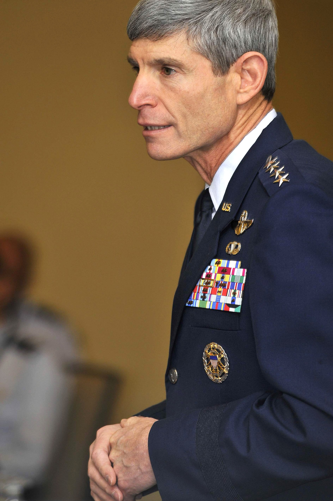 Air Force Chief of Staff Gen. Norton Schwartz speaks at the Sexual Assault Prevention and Response Leader Summit held Nov. 17 and 18 in Alexandria, Va. The chief and Secretary of the Air Force Michael B. Donley challenged attendees-including Air Force leaders from major commands and wings throughout the Air Force-to make a commitment to eliminating sexual assault in the Air Force. (U.S. Air Force photo/Scott Ash) 