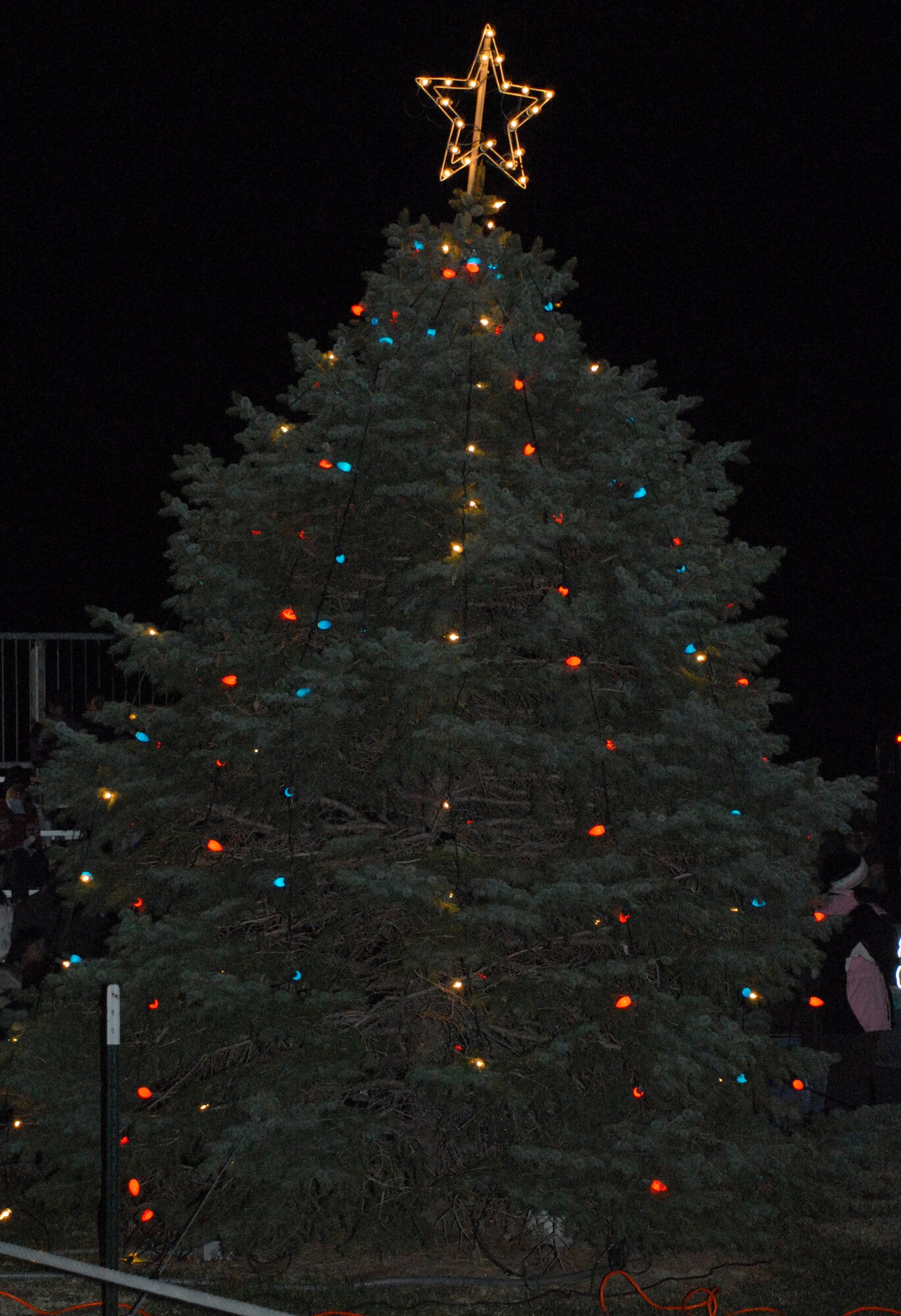 Team Dover's Christmas tree was lit in a tree lighting ceremony Dec. 2.  The ceremony included Christmas carols, lighting the tree and a visit from Santa Claus.  (U.S. Air Force photo/Staff Sgt. Chad Padgett)  
