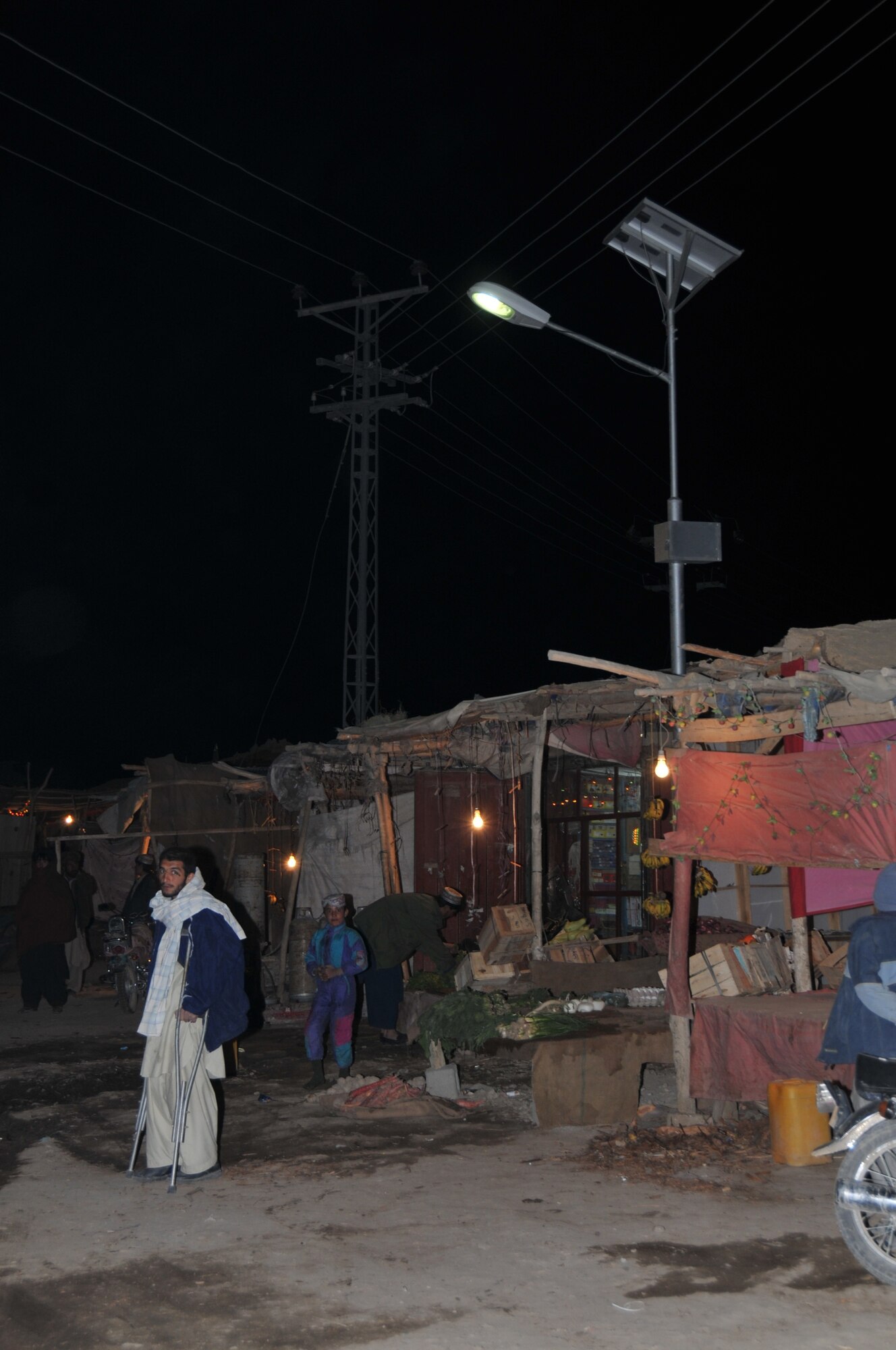 Zabul PRT with help of local contractors provided 90 solar lights to villages across the province. The solar lights are more cost efficient than electric lights and easier to maintain.