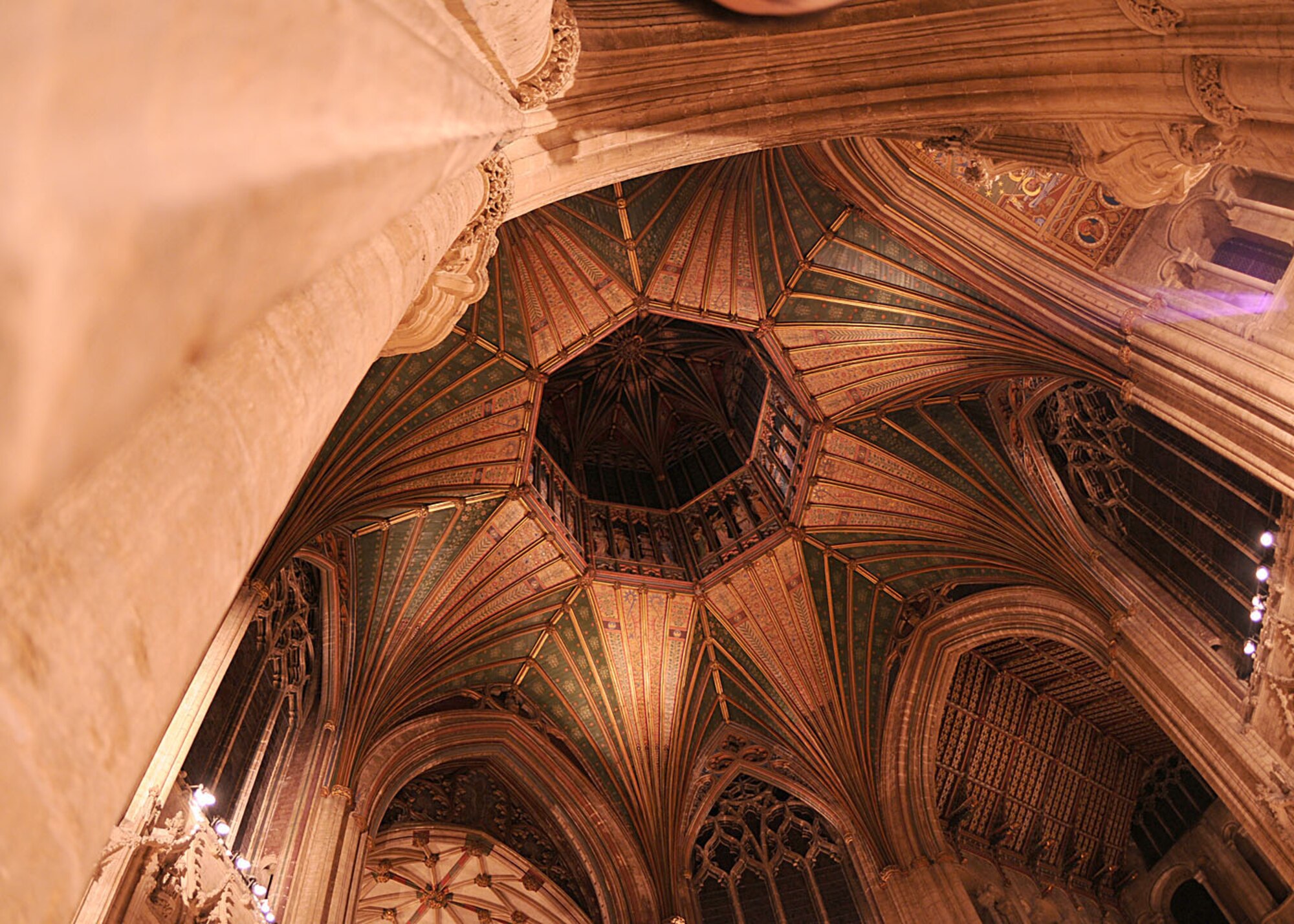 A ground view of the Octagon Tower inside Ely Cathedral Nov. 26, 2008, in Ely, England. Guided tours of the tower are only available between  April 1 and Oct. 29, and costs 3.50 pounds. The tours are available Modays through Fridays. It can be toured Sundays at a cost of 5 pounds. Contact the Cathedral desk for availability and times at 01353 660344. (U.S. Air Force photo by Staff Sgt. Jerry Fleshman)