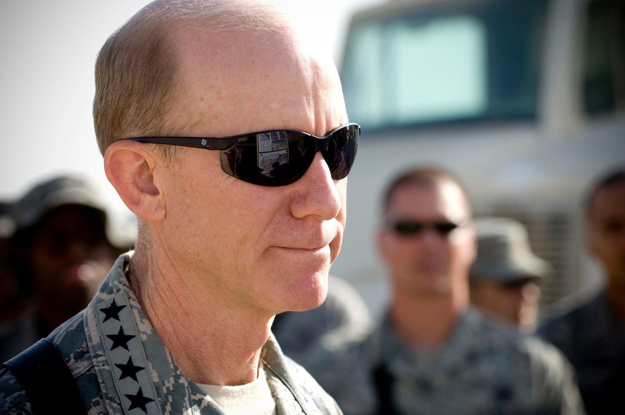 Gen. John Corley, Air Combat Command commander, visits with Airmen at Bagram Air Field, Afghanistan, Dec. 4. General Corley took time to meet and thank as many Airmen as possible to raise moral and answer questions. (U.S. Air Force photo by Staff Sgt. Samuel Morse)(Released)
