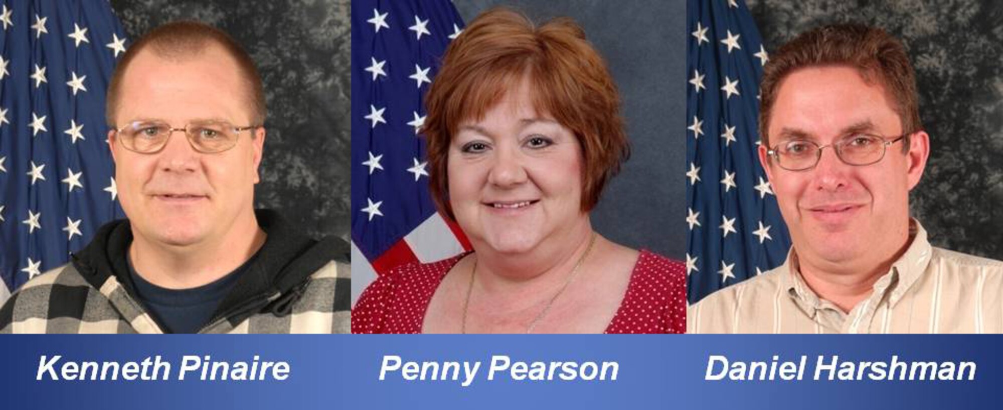 GRISSOM AIR RESERVE BASE, Ind., -- Grissom officials announced the annual Civilian of the Year award winners.  They are Kenneth Pinaire, Wage System Non-Supervisor of the Year; Penny Pearson, GS/NAF Non-Supervisor of the Year; and Dan Harshman, Supervisor of the Year.