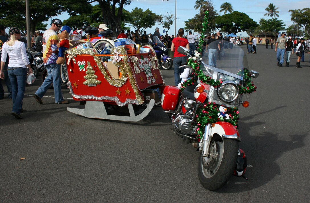 Santa's sleigh shows up at the 34th Annual Street Bikers United Toy Run Dec. 7. Bikers had the chance to come together to support the Marine Corps Reserve's annual Toys for Tots campaign to benefit Hawaii's less-fortunate children.