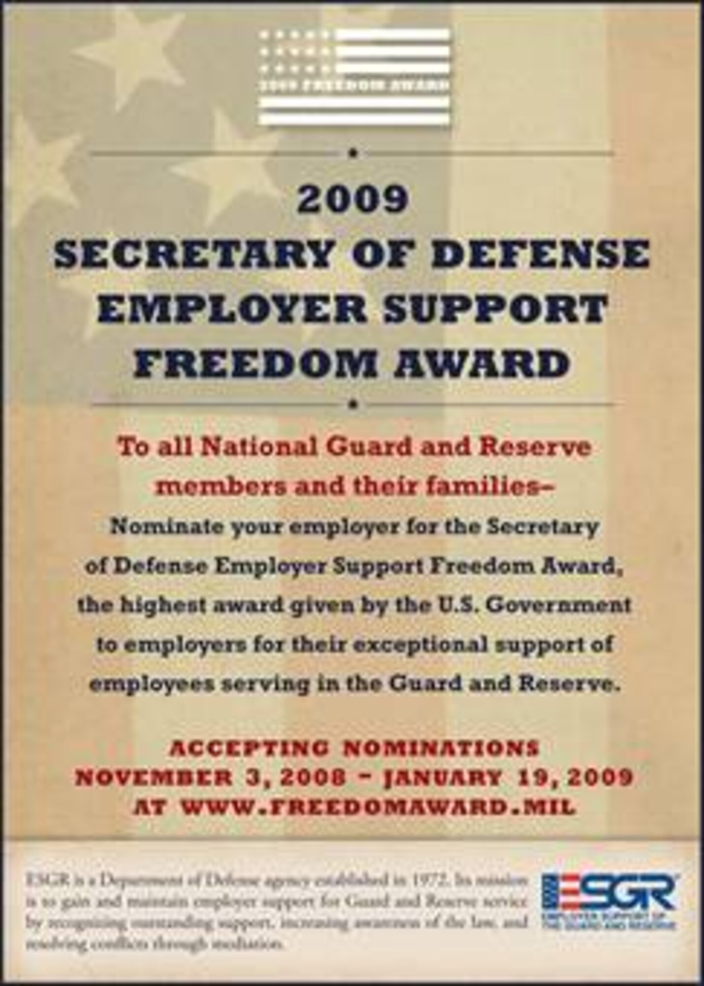 2009 Secretary of Defense Employer Support Freedom Award 