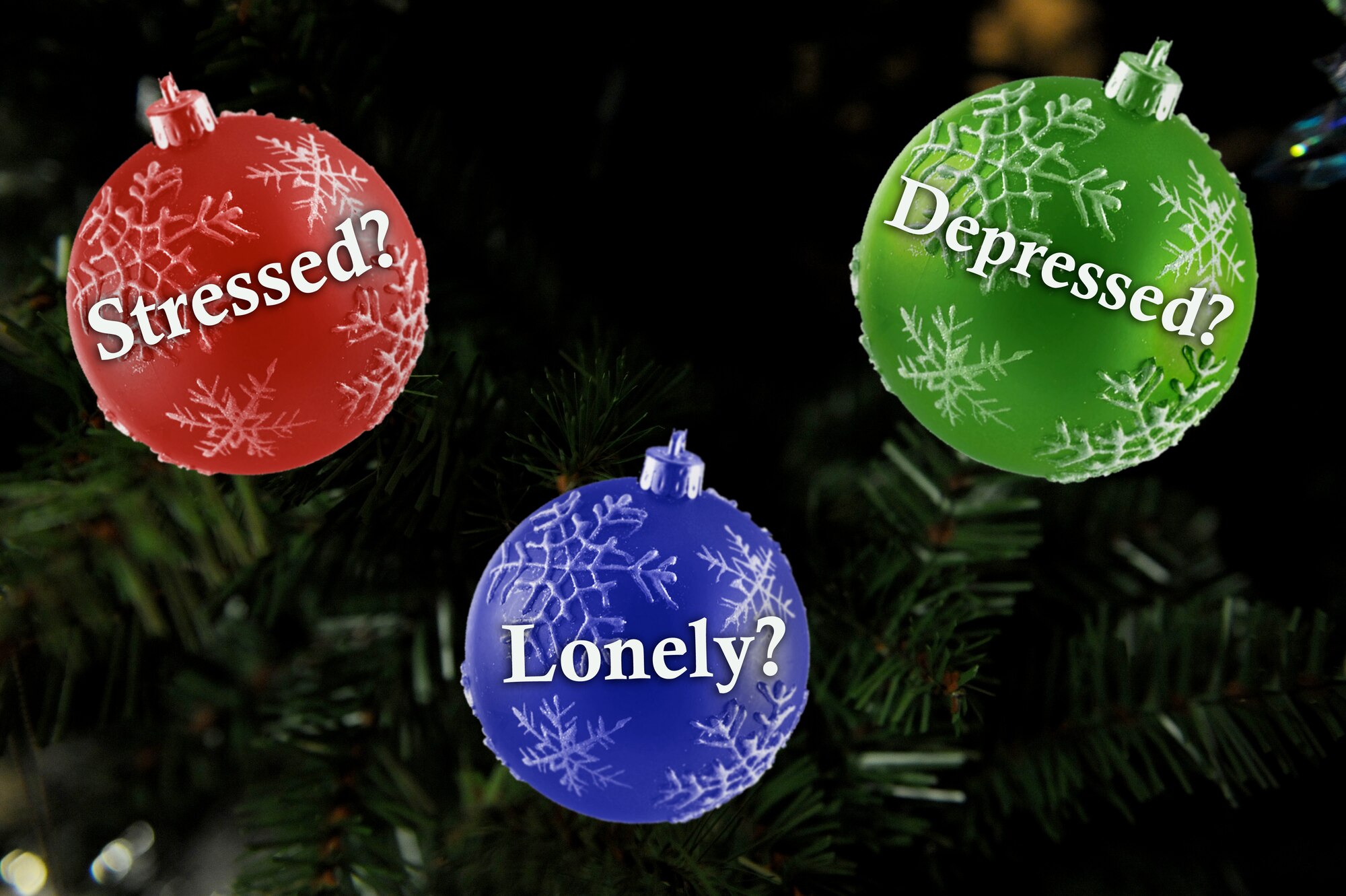 MOODY AIR FORCE BASE, Ga. -- 23rd Wing Airmen should keep a close watch on co-workers, friends and family members during the holiday season. The holidays can often be overwhelming and may trigger feelings of anxiety, dread or depression in some people. (U.S. Air Force photo illustration by Senior Airman Gina Chiaverotti)