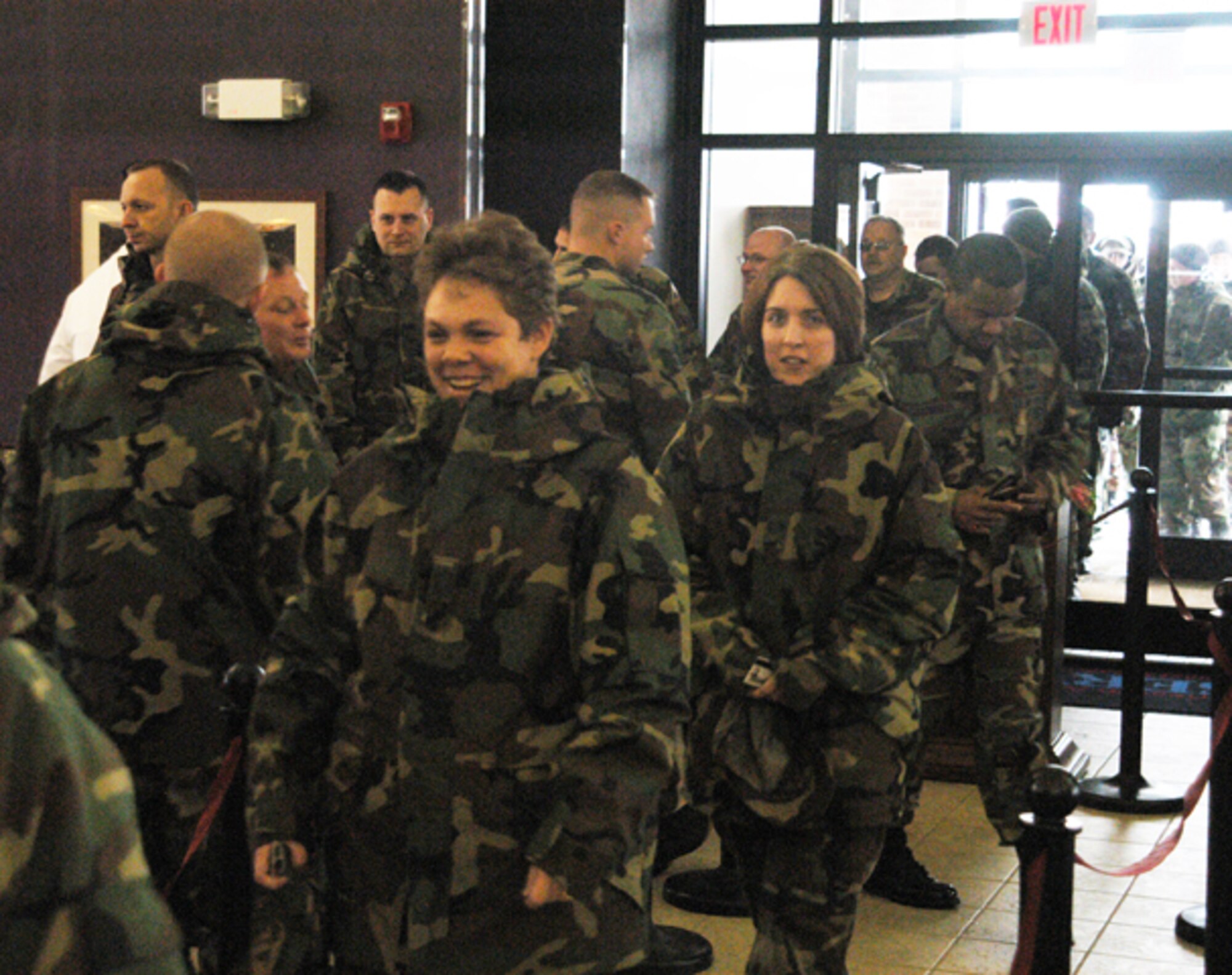 GRISSOM AIR RESERVE BASE, Ind., -- Members of the 434th Air Refueling Wing line up for the holiday luncheon on base. During the luncheon senior leadership helped serve the food and perform other duties in the dining facility. (U.S. Air Force photo/ Senior Airman Carl Berry)