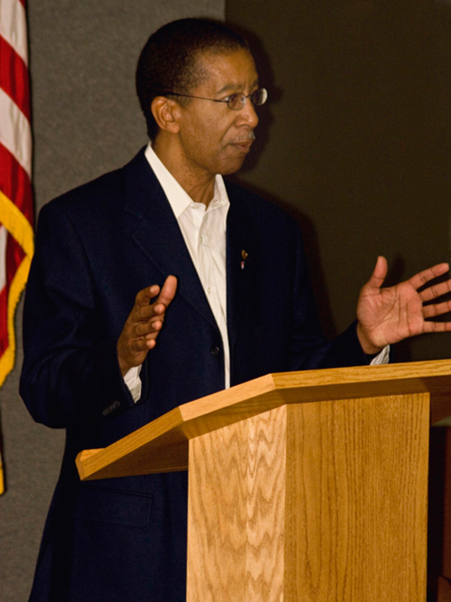 GRISSOM AIR RESERVE BASE, Ind., -- Gary Tyler, Director of the Veteran's Employment and Training Service for Indiana, speaks to a group of interested personnel about the rights associated with veterans of the Armed Services.  Mr. Tyler was one of three speakers at a USERRA briefing (Uniformed Services Employment and Re-employment Rights Act).  The briefing took place at a recent Unit Training Assembly.  (U.S. Air Force photo/Tech. Sgt. Patrick Kuminecz)