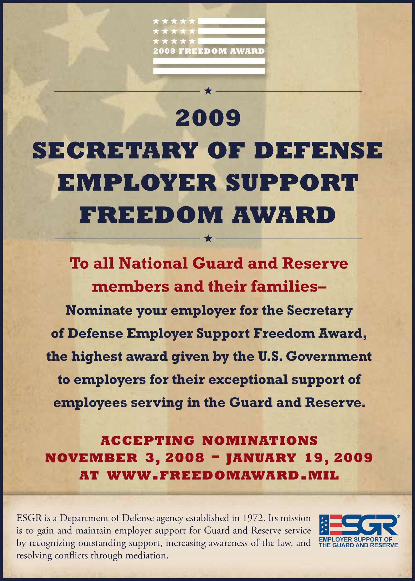 2009 Secretary of Defense Employer Support Freedom Award 