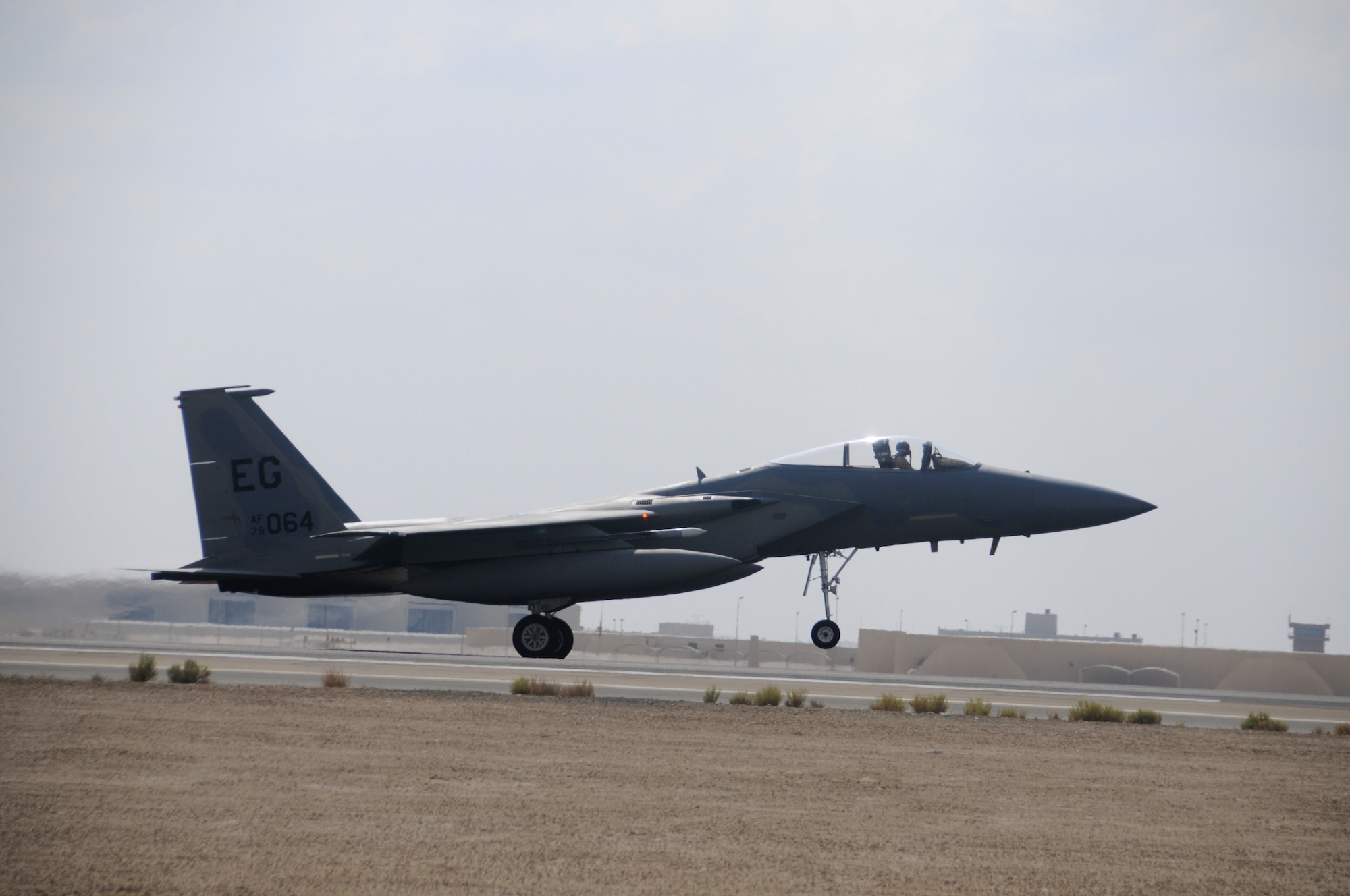 An F-15 Eagle from the 33rd Fighter Wing, Eglin AFB, Fla., takes off from a runway in Southwest Asia during exercise Iron Falcon Nov. 17. (U.S. Air Force Photo)
