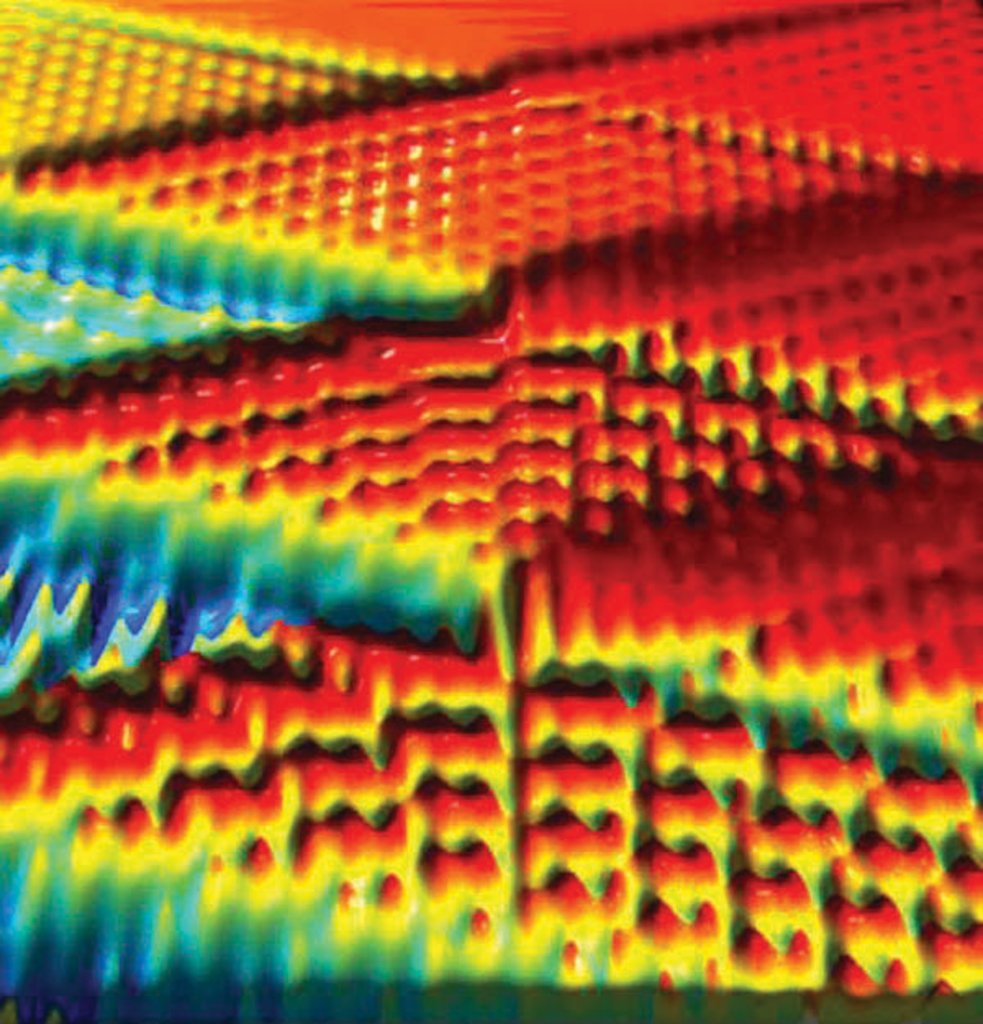 Amplitude spectroscopy generates a unique “fingerprint” of an artificial atom’s energy-level structure.  This fingerprint comprises quantum interference patterns that form an energy landscape in the space of flux and microwave field amplitude.  The peaks and valleys of this landscape take the shape of diamonds and, like a fingerprint, provide a unique snapshot of the atom’s energy-level structure (image courtesy of S.O. Valenzuela and W.D. Oliver).