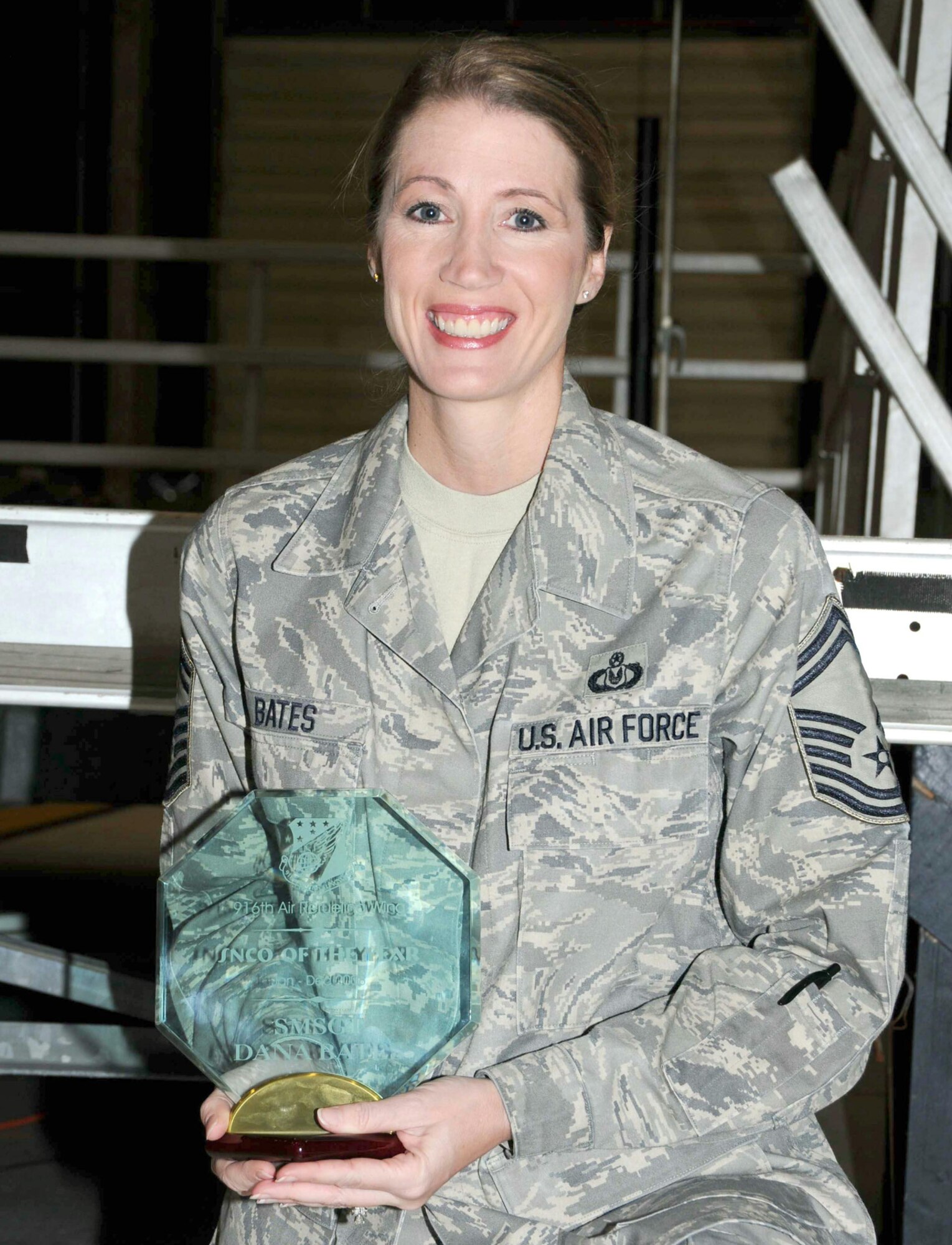 SEYMOUR JOHNSON AIR FORCE BASE, N.C. -- Senior Master Sgt. Dana Bates, a Reservist with the 916th Operations Support Squadron, was named Senior Non-commissioned Officer of the Year for 2008 during the December Wing Commander's Call.