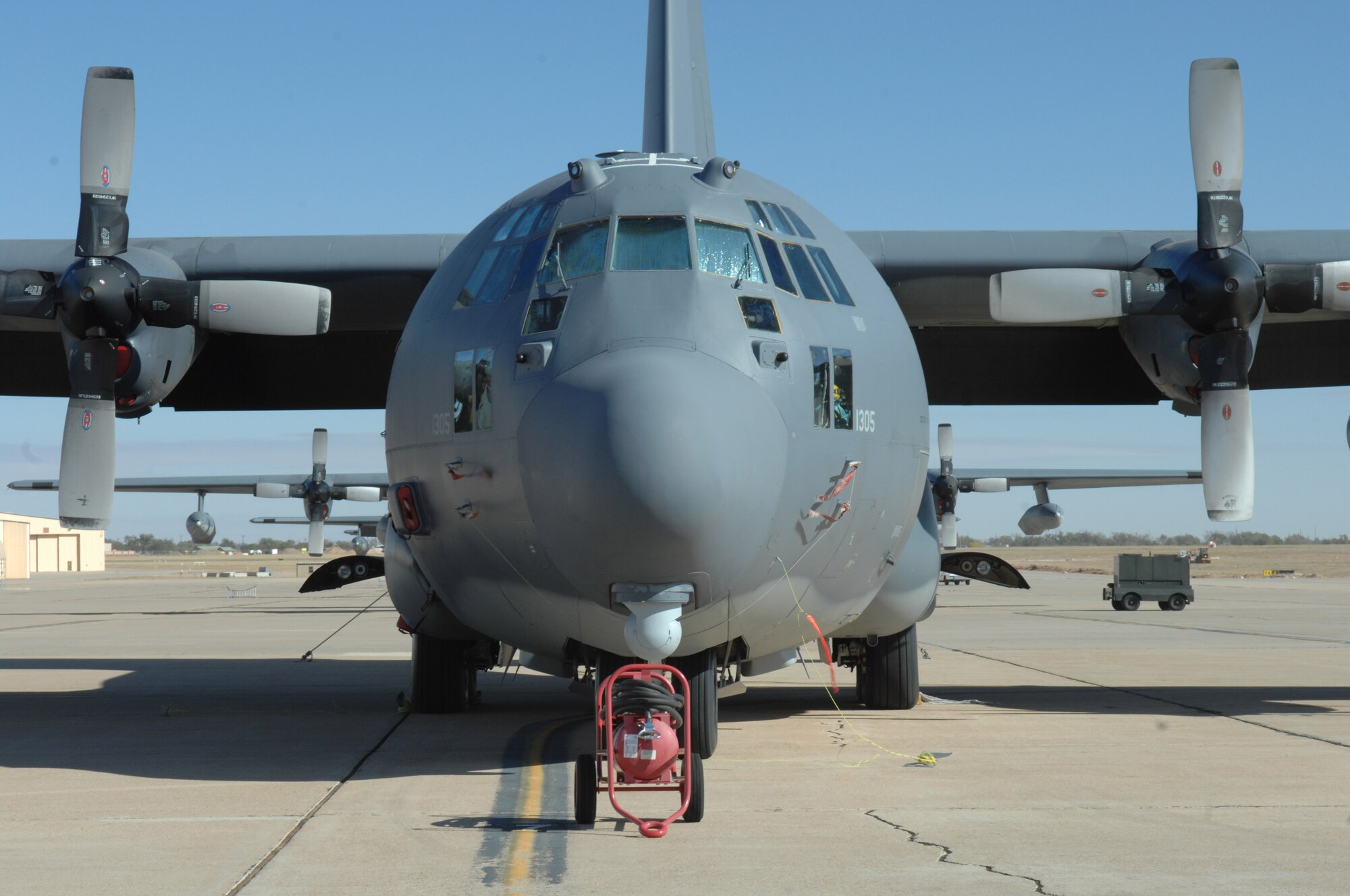 CANNON AIR FORCE BASE, N.M. - A MC-130W Combat Spear assigned to the 73rd Special Operations Squadron sits on the flightline at Cannon. The 73rd SOS and the 318th Special Operations Squadron were recently awarded Accident Free Flying Hour Award plates from Air Force Special Operations Command Safety. (U.S. Air Force photo/Airman 1st Class James Bell)