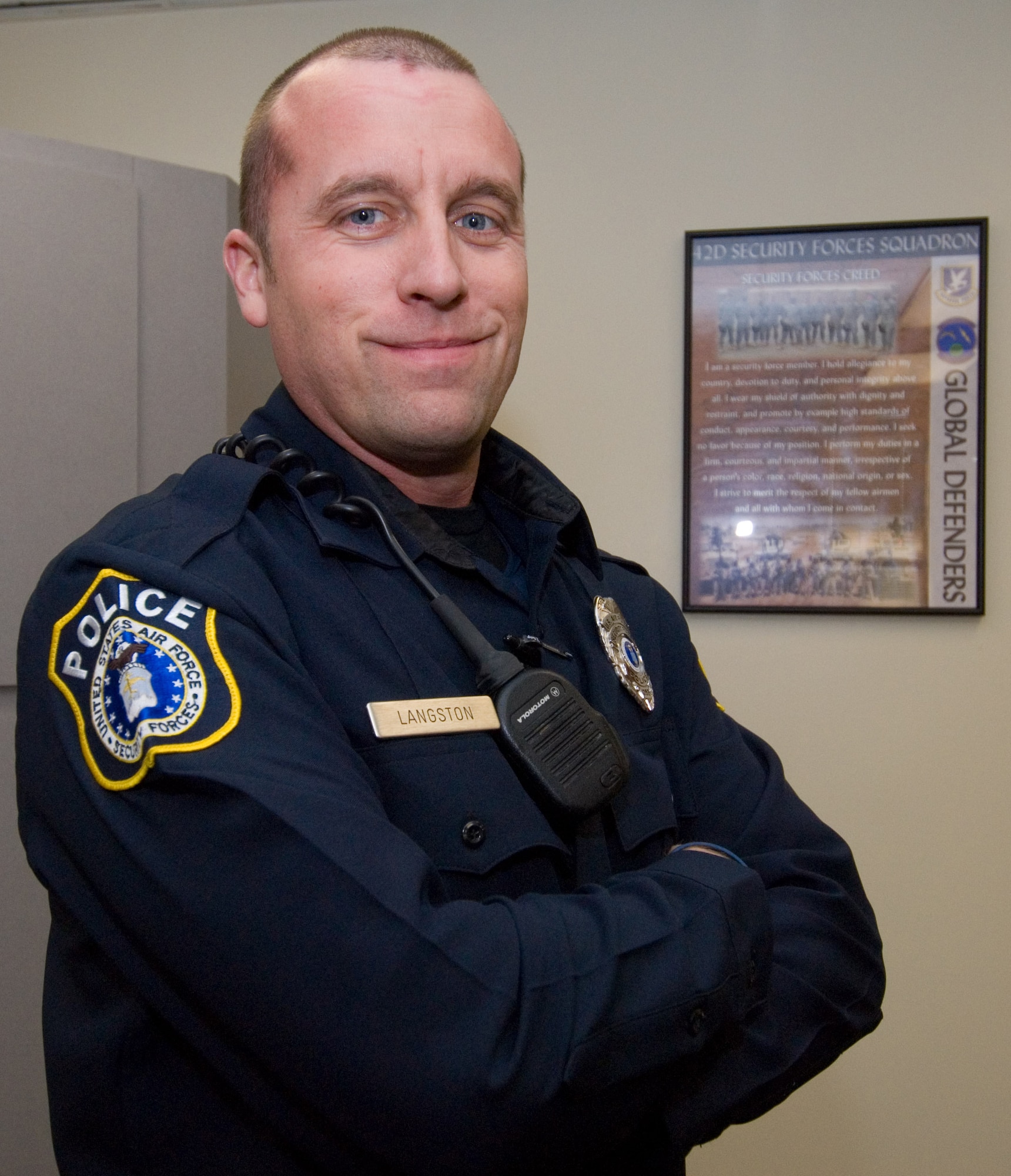 Chris Langston is the first of 35 Department of Defense police officers to be assigned to Maxwell Air Force Base. All 35 officers are scheduled to arrive by October 2009. (Air Force photo by Jamie Pitcher)