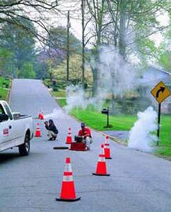 LANGLEY AIR FORCE BASE, Va. -- Smoke testing on sanitary sewer lines is scheduled to begin Jan. 6 and will be conducted in all areas of the base except for military family housing.  The testing will be conducted by ADS Environmental Services and is expected to end Jan. 26.  (Courtesy photo) 