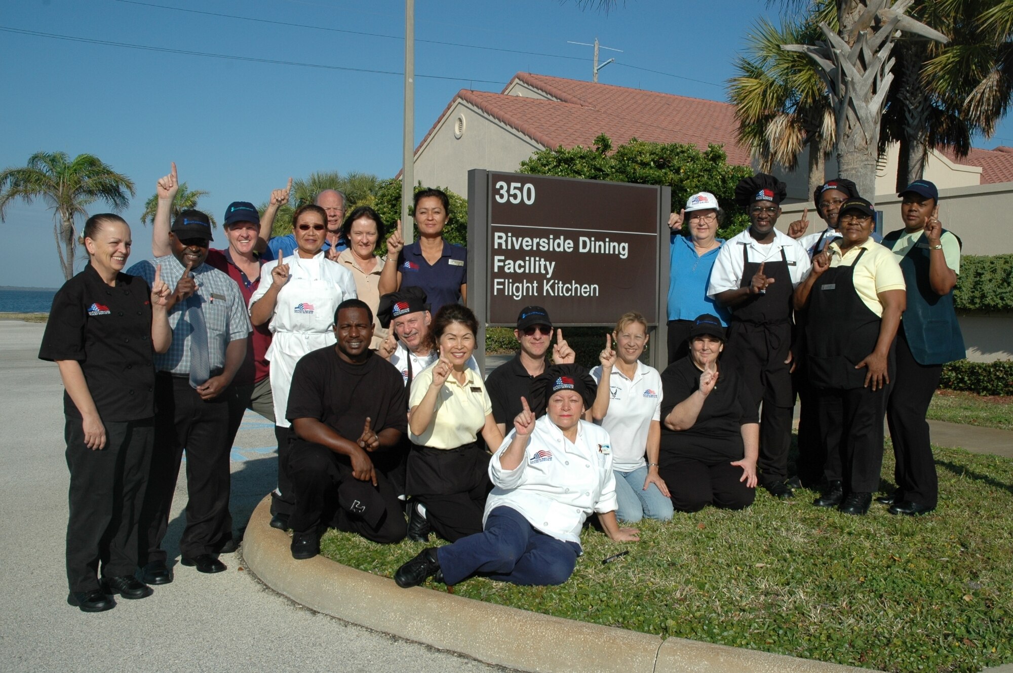 The staff of the Riverside Dining Facility, who recently won the 2008 Hennessy Award, outside their place of work Dec. 9.