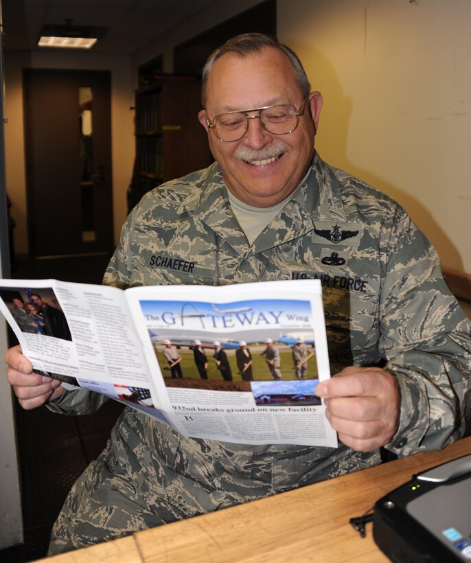 December marked the time for final Air Force Reserve thoughts from retiring Master Sgt. Don Schaeffer, 932nd Airlift Wing, 932nd Maintenance Group.  When asked what he is going to miss the most about the wing and those early morning drill weekends in Illinois, he said, "With the wing, it will be the mission.  It is great to meet the VIPs’ we move around the world and going to see other countries. I love to travel and would do so at the drop of a hat. It will probably be not seeing the friends I have made and the comraderie that goes with it."  U.S. Air Force photo/Maj. Stan Paregien