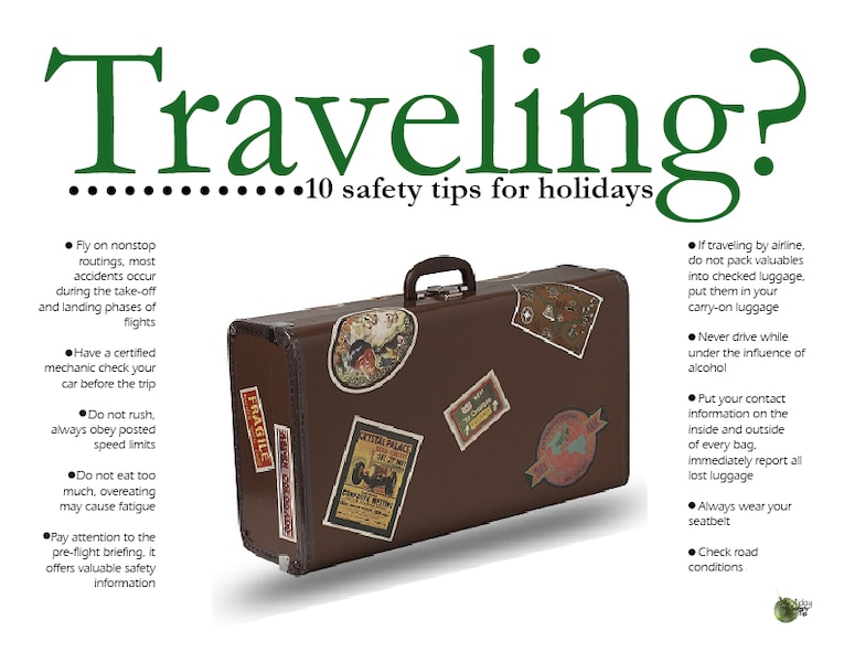 MOODY AIR FORCE BASE, Ga. -- Members of the 23rd Wing are reminded to exercise caution while traveling during this holiday season. Practicing safe traveling tips and being aware of the conditions around you can greatly reduce the risk of being involved in an accident. (U.S. Air Force graphic by Senior Airman Brittany Barker) 