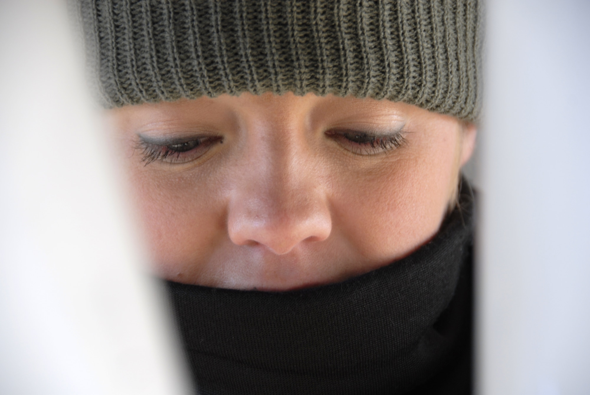 Senior Airman Andrea Sumner checks the nose-landing-gear assembly of a 442nd Fighter Wing A-10 Thunderbolt II at Whiteman Air Force Base, Mo., Dec. 6, 2008, prior to the plane's launch on a training flight.  The 442nd is an Air Force Reserve Command unit, which operates, maintains and supports A-10 combat operations worldwide.  (U.S. Air Force photo/Staff Sgt. Tom Talbert) 
