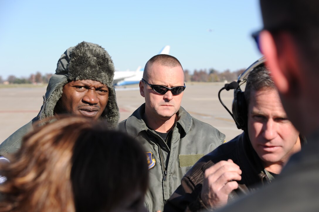 Master Sgt. Rico Walker wears his cold weather hat on a 25 degree morning in Illinois.  He was preparing to board a visiting Kansas-based KC-135 refueling aircraft on a training mission with his home unit, the 932nd Airlift Wing.  The 932nd AW is an Air Force Reserve wing at Scott Air Force Base.  (U.S. Air Force photo/Maj. Stan Paregien)
