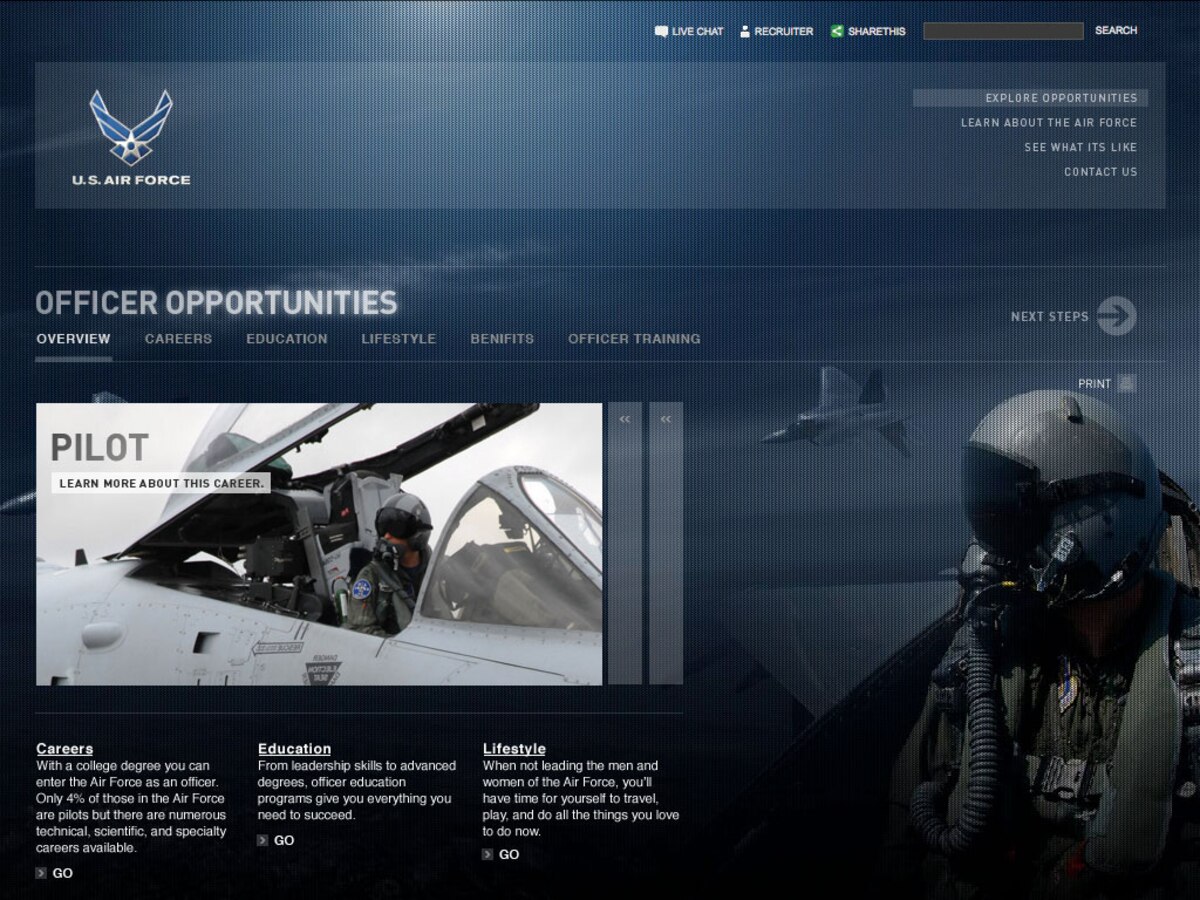 Air Force redesigns recruiting Web site Air Education and