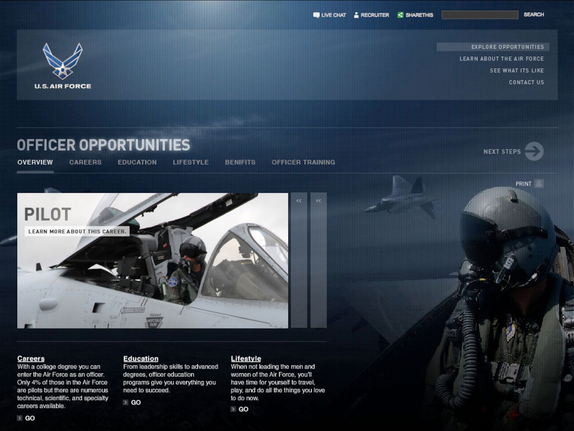 Incorporating the latest Internet technologies, Air Force Recruiting Service launches its redesigned Web site today at www.airforce.com, offering potential recruits and the public insight into the contributions by young men and women who play a significant role in its warfighting dominance in the air, space and cyberspace. (U.S. Air Force graphic)